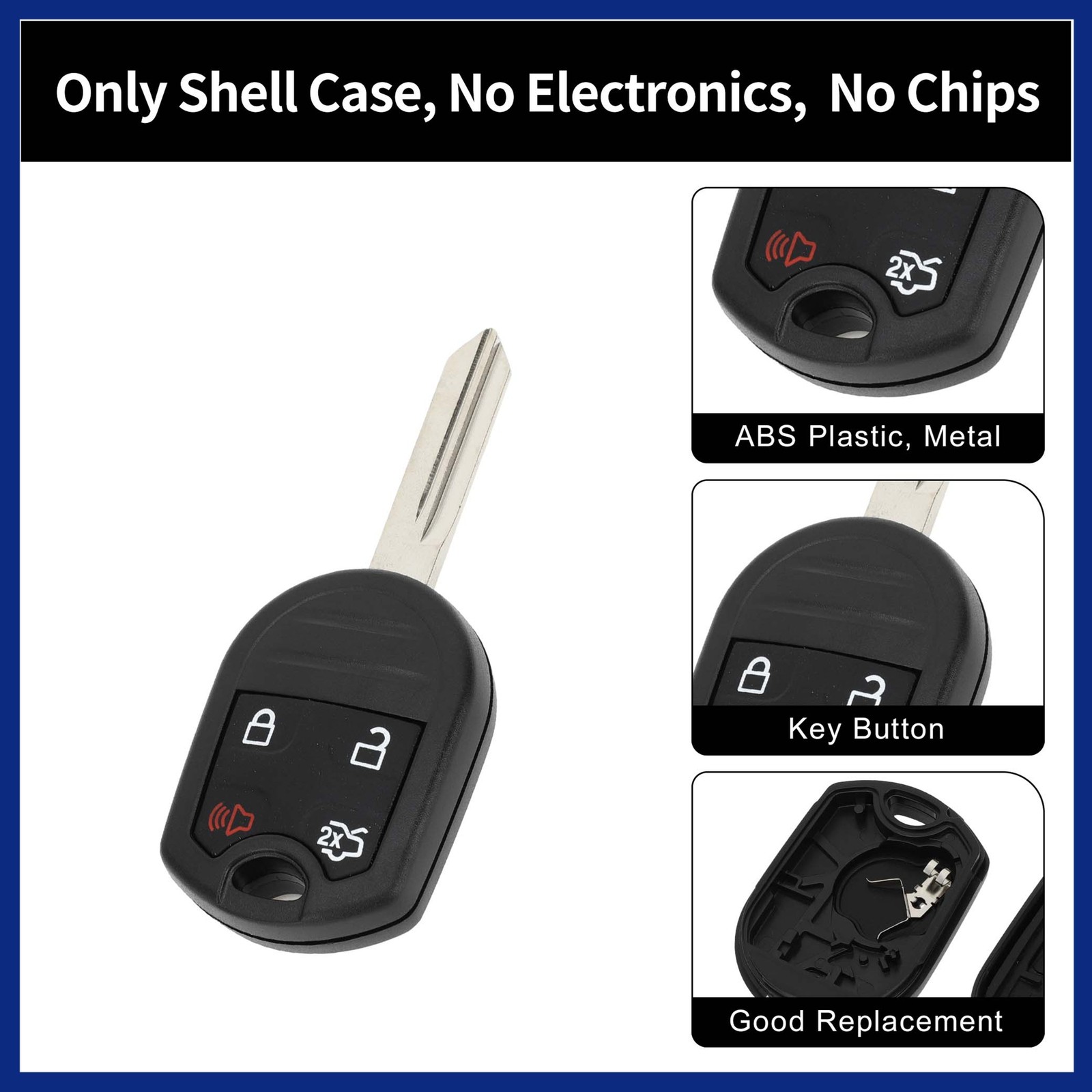 4 Button Keyless Entry Remote Fob Key Shell Cover for Ford for Mustang 08-12