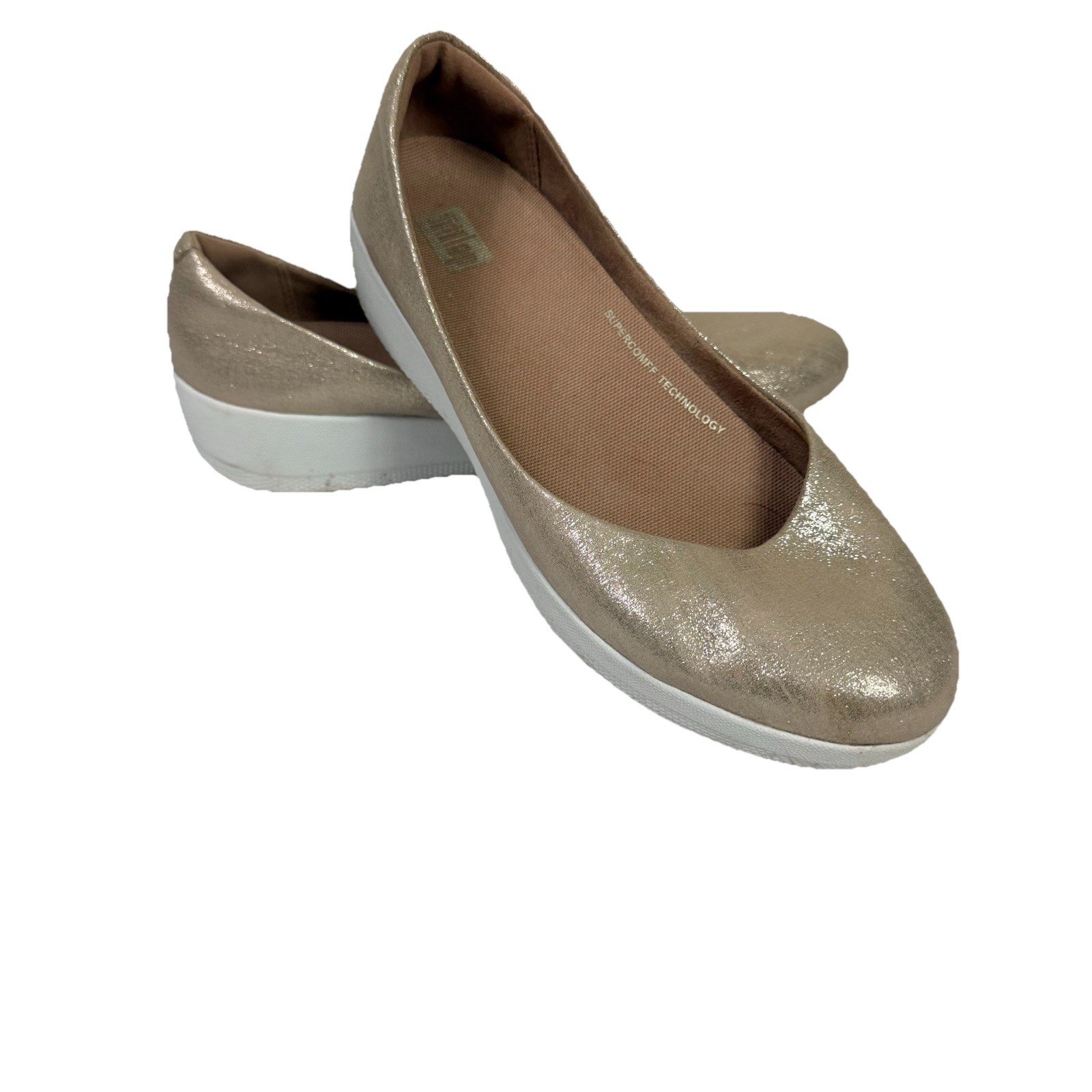FitFlop Superballerina Glitzy Gold Metallic Ballet Flats US 7 Women’s Shoes