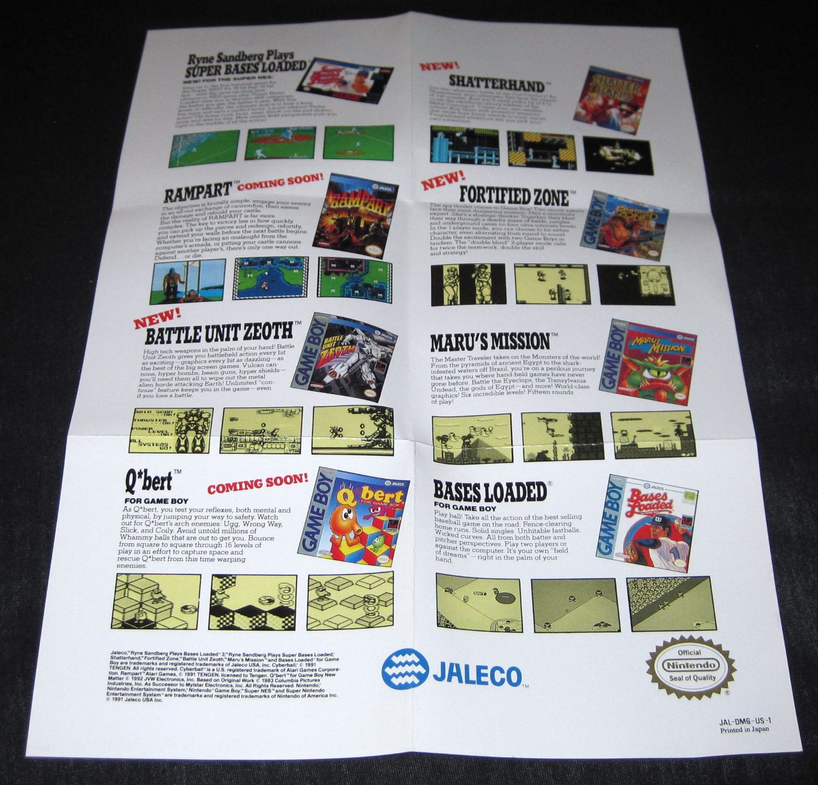 Game Boy 'Win Big Time With Jaleco' Insert JAL-DMG-US-1