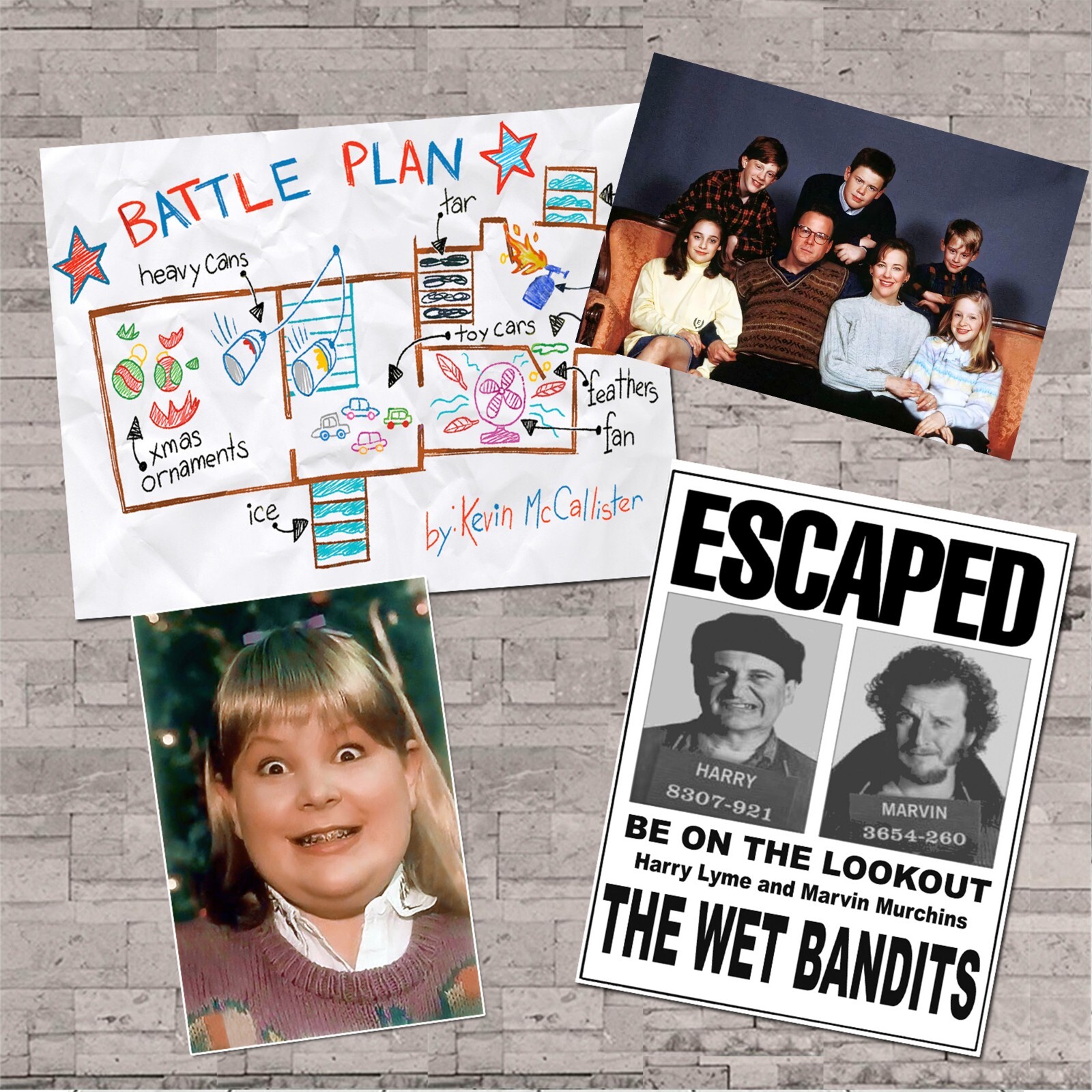 Home Alone Set Buzz Girlfriend Wet Bandits Flyer Battle plan Kevin McCallister