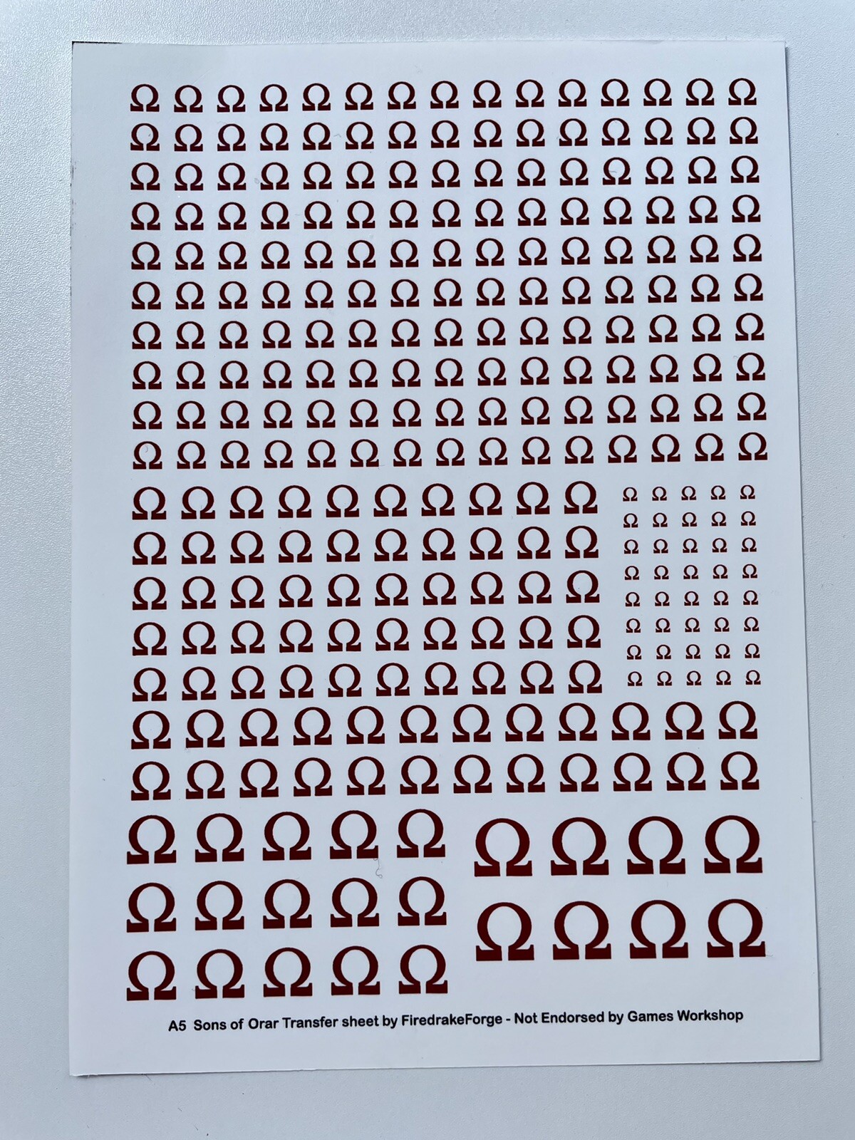 Warhammer 40k Ultramarines Sons Of Orar Custom Transfer Sheet A5