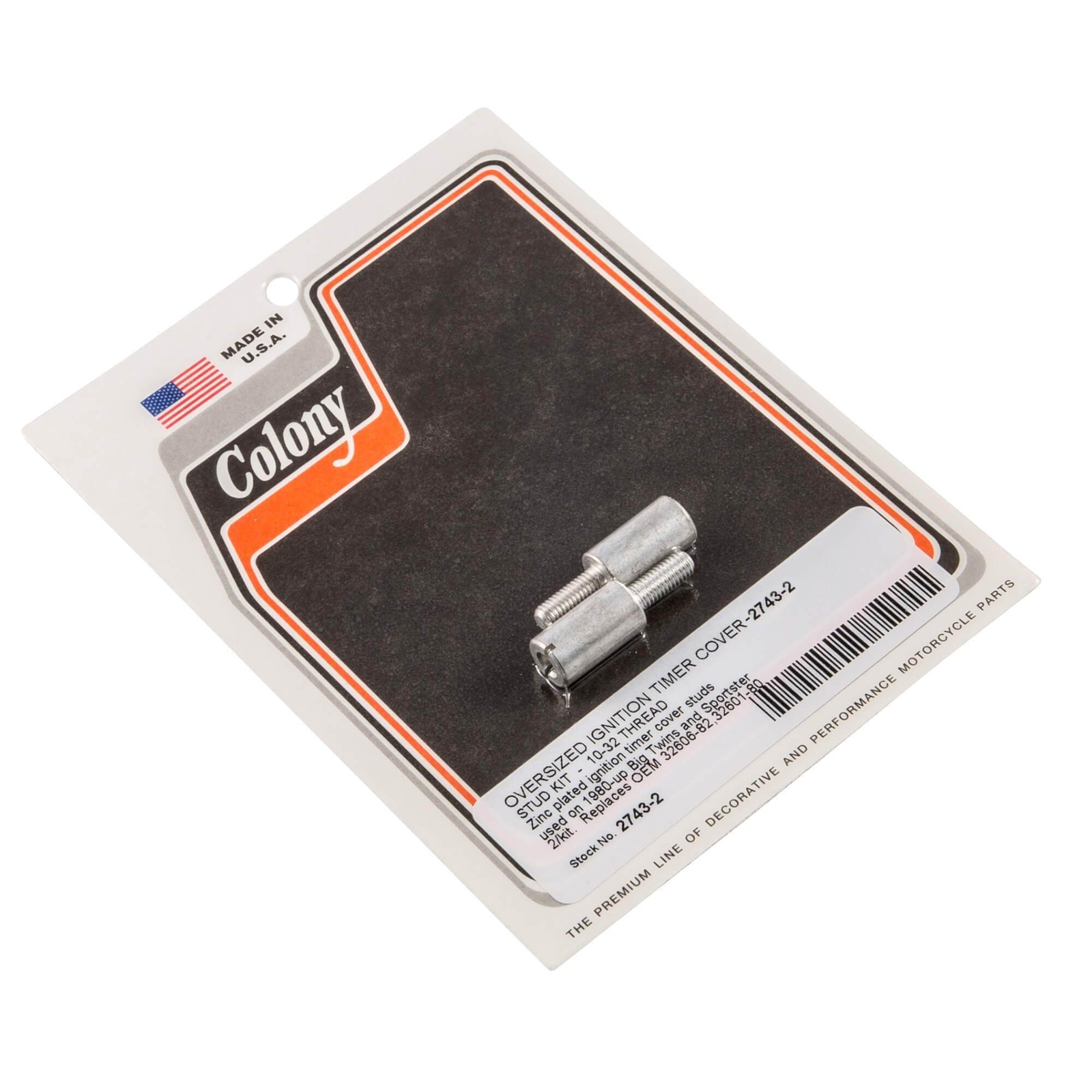 #2743-2 Oversized Ignition Timer Cover Stud Kit 1980-Up HD Big Twin/Sportster Zi
