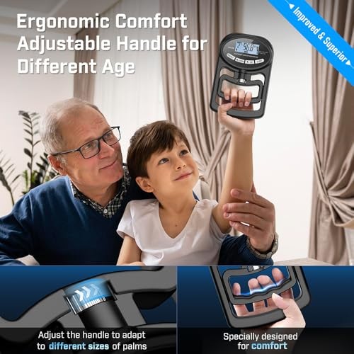 Hand Grip Strength Tester Trainer - Electronic Hand Dynamometer Forearm black