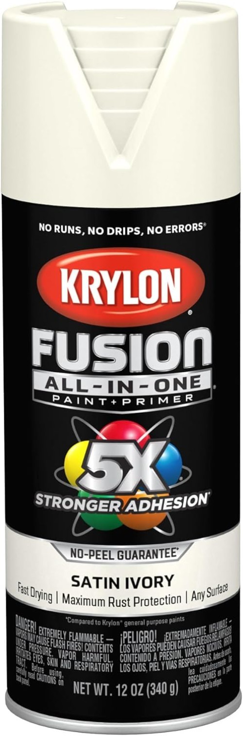 Versatile 12 oz Satin Ivory Spray Paint - Rust Resistant, Ideal for All Surfaces