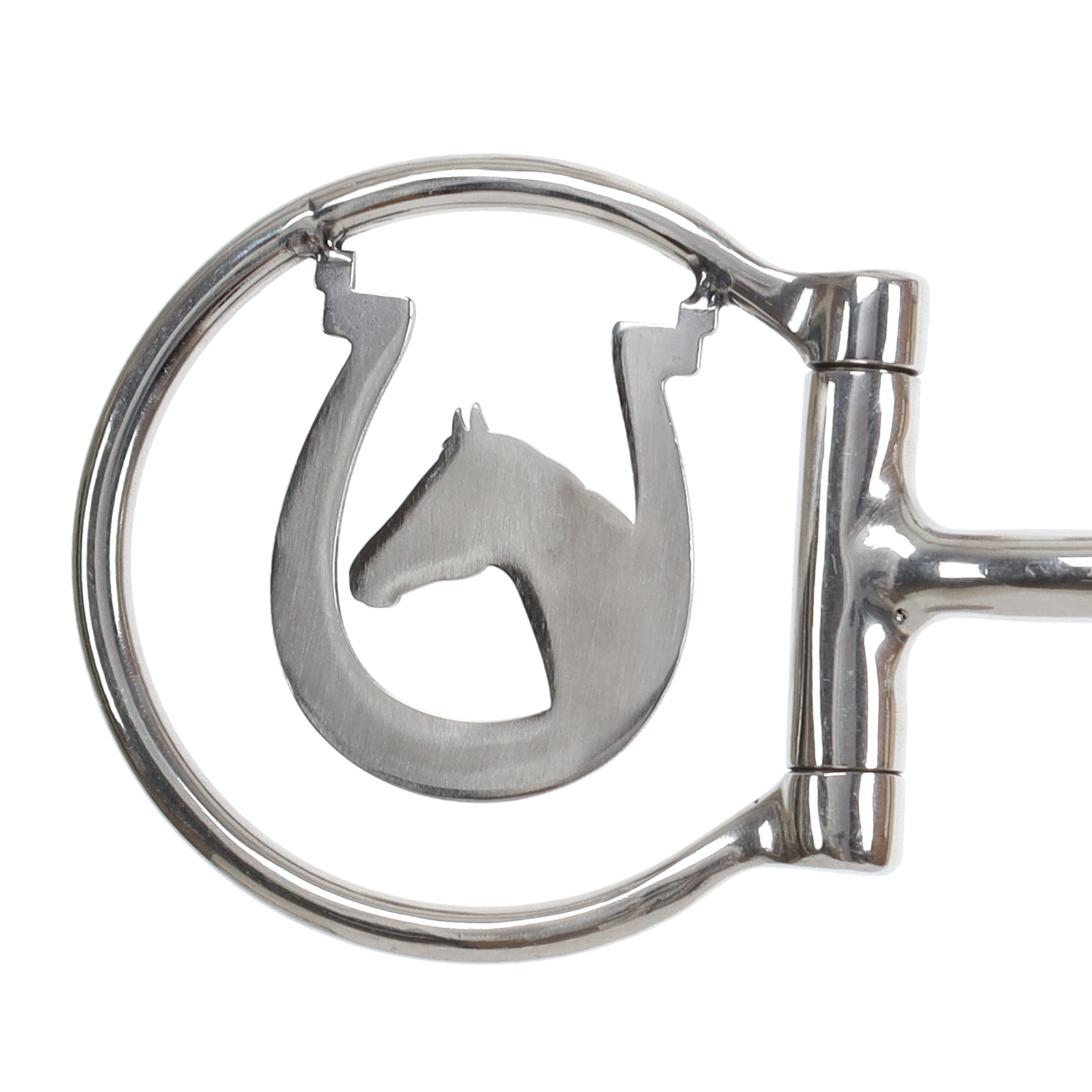 Showman Horseshoe Haven Stainless Steel D-Ring Dogbone Snaffle Bit