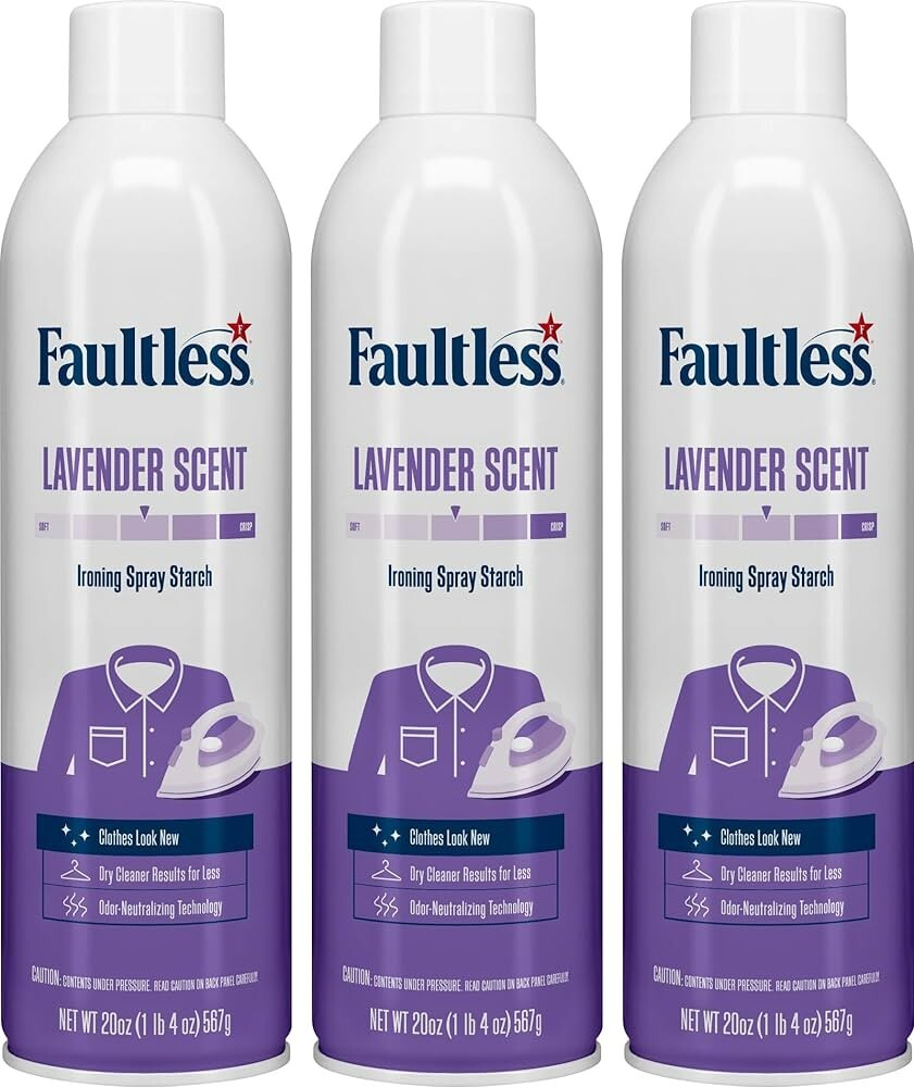 Faultless Lavender Scent Laundry Ironing Spray Starch , 20 oz (pack of 3)