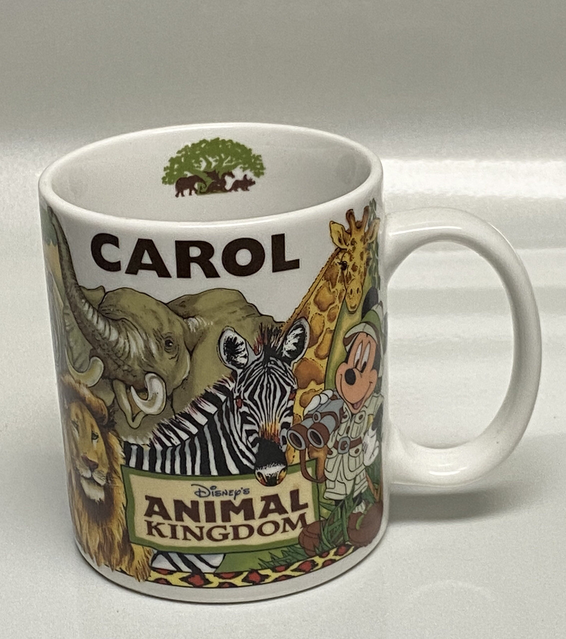 Vintage Walt Disney Animal Kingdom Mickey Mouse Name CAROL Coffee Mug Rare