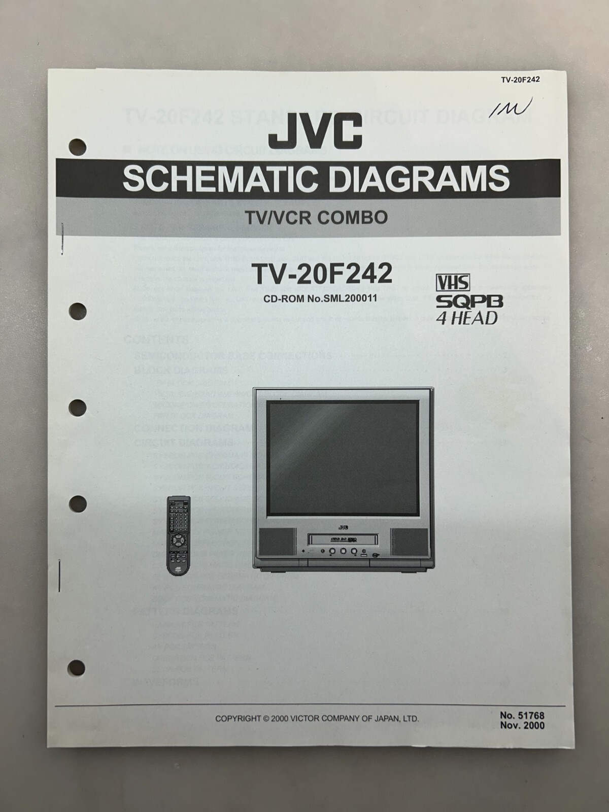 JVC TV-20F242 Original Schematics Free Shipping