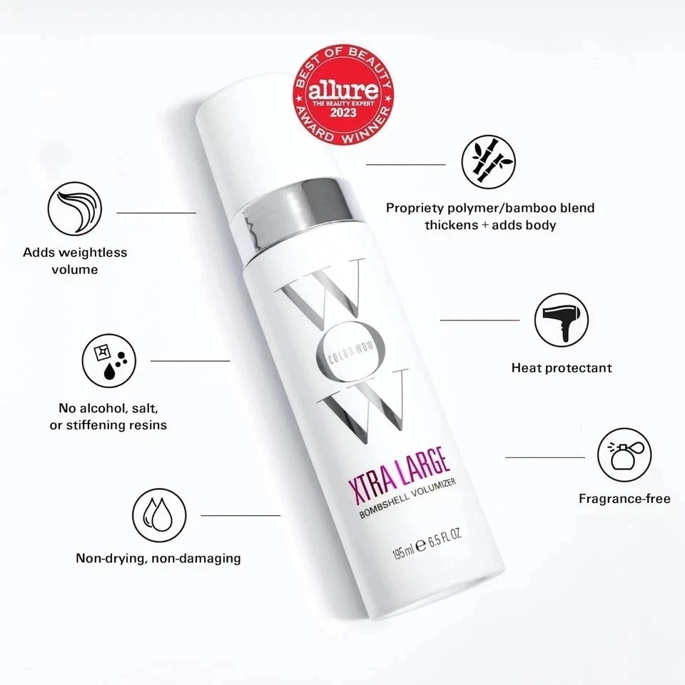 COLOR WOW Xtra Large Bombshell Volumizer Alcohol-Free Technology for Lasting-2PC