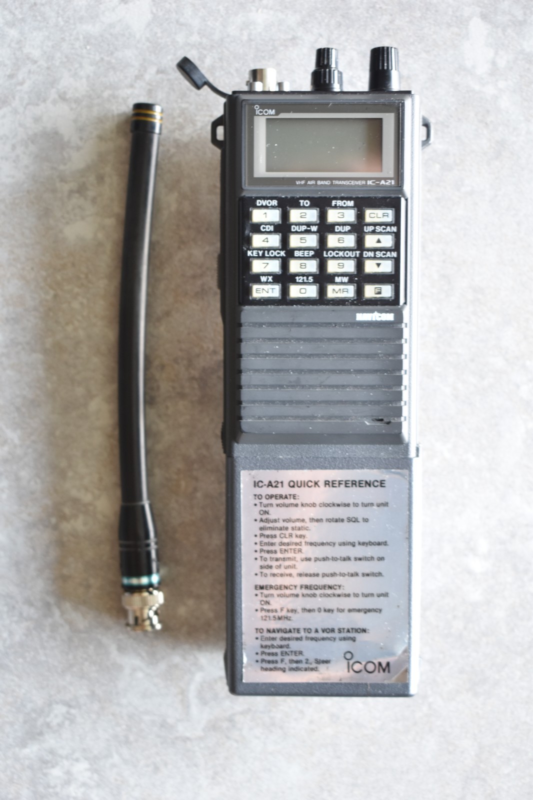 Icom IC-A21 NAVICOM Handheld VHF Air Band Radio Transceiver | UNTESTED AS IS