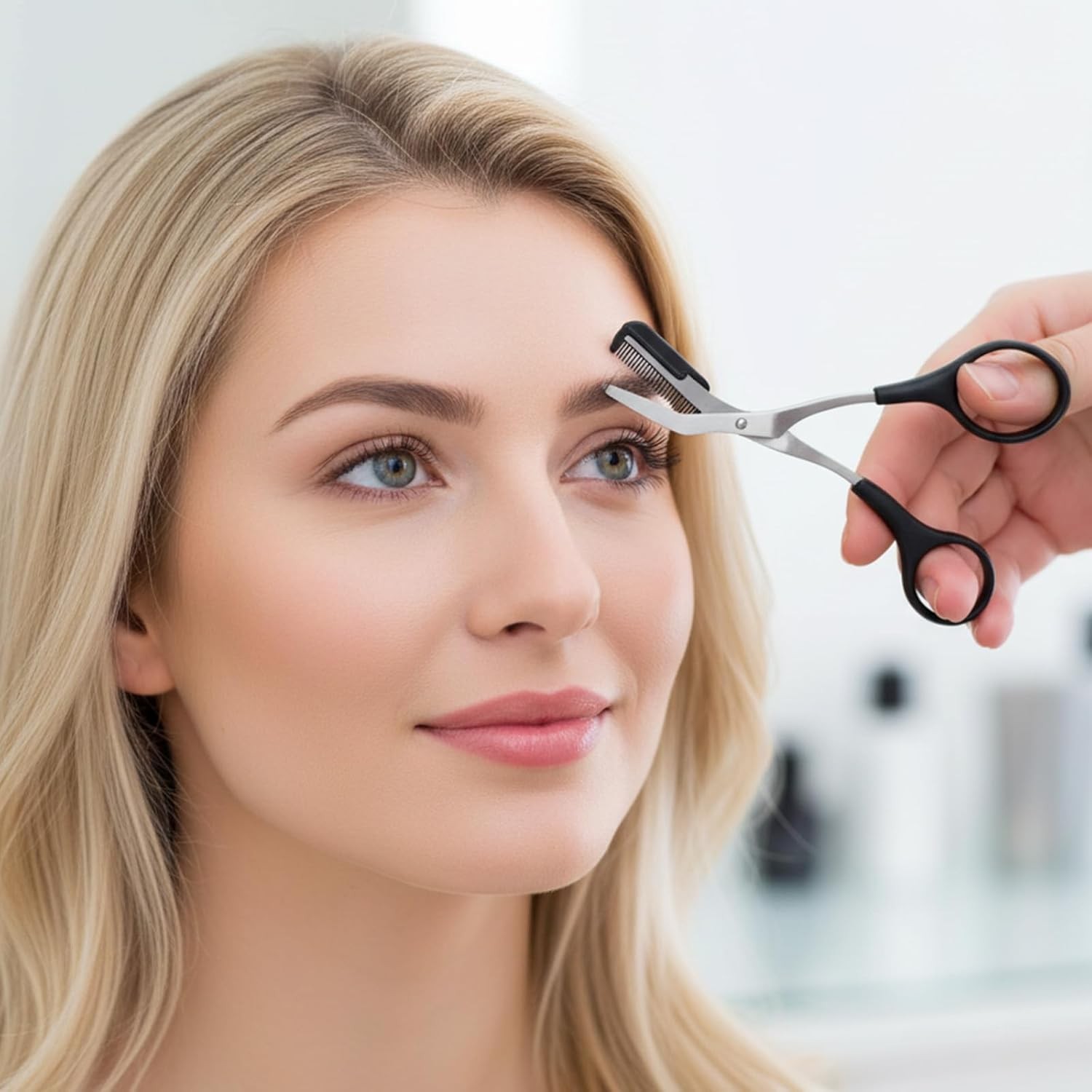 2PCS Eyebrow Trimmer Scissors Eyebrow Scissors with Comb Professional Travel