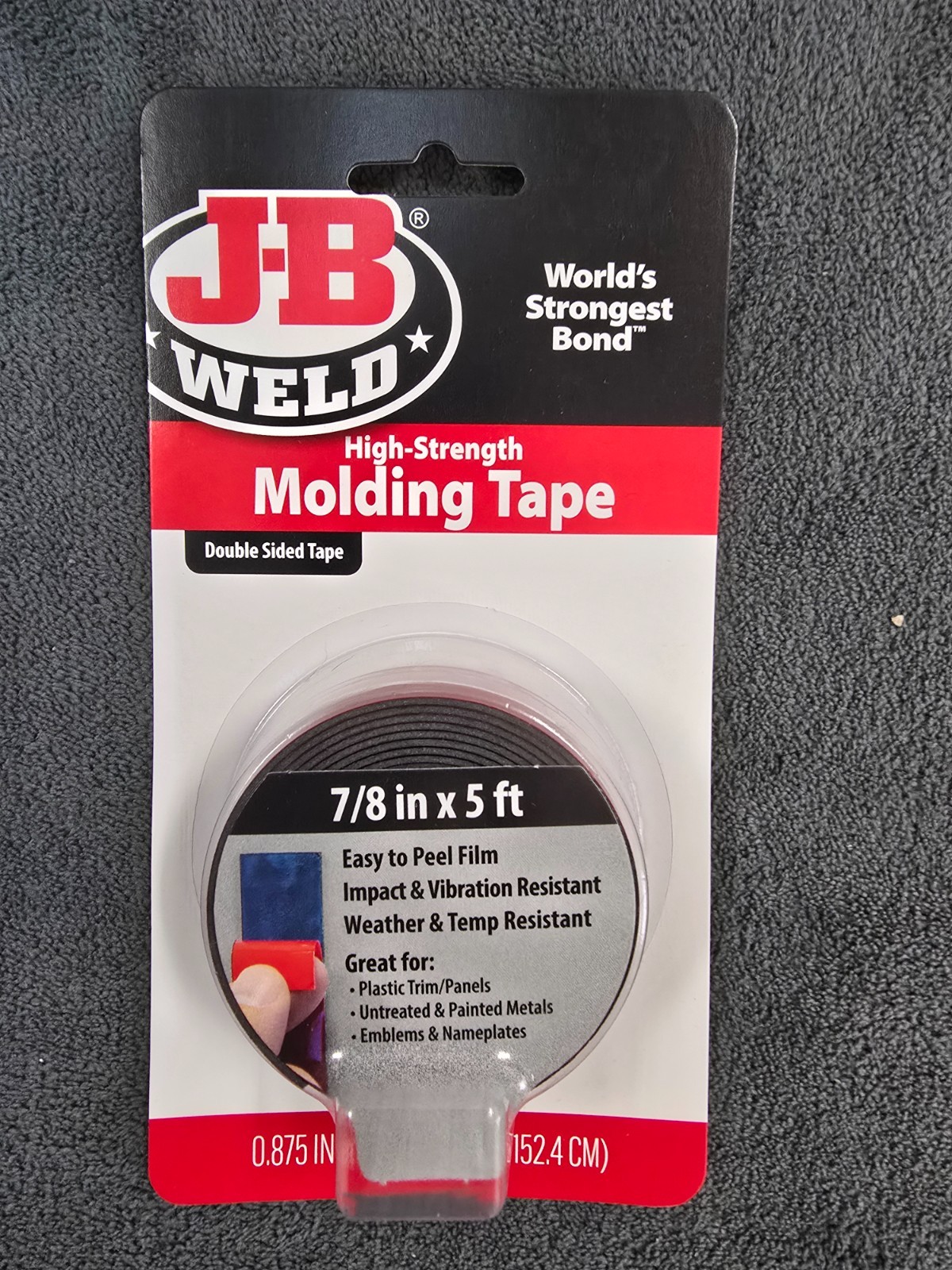 J-B Weld 7/8 in x 5 ft. High-Strength Black Molding Tape