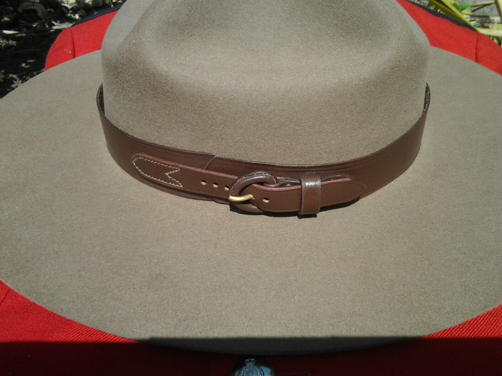 Mountie Style Brown Leather Hat Band for Stetson Montana Peak 24 1/2" Length