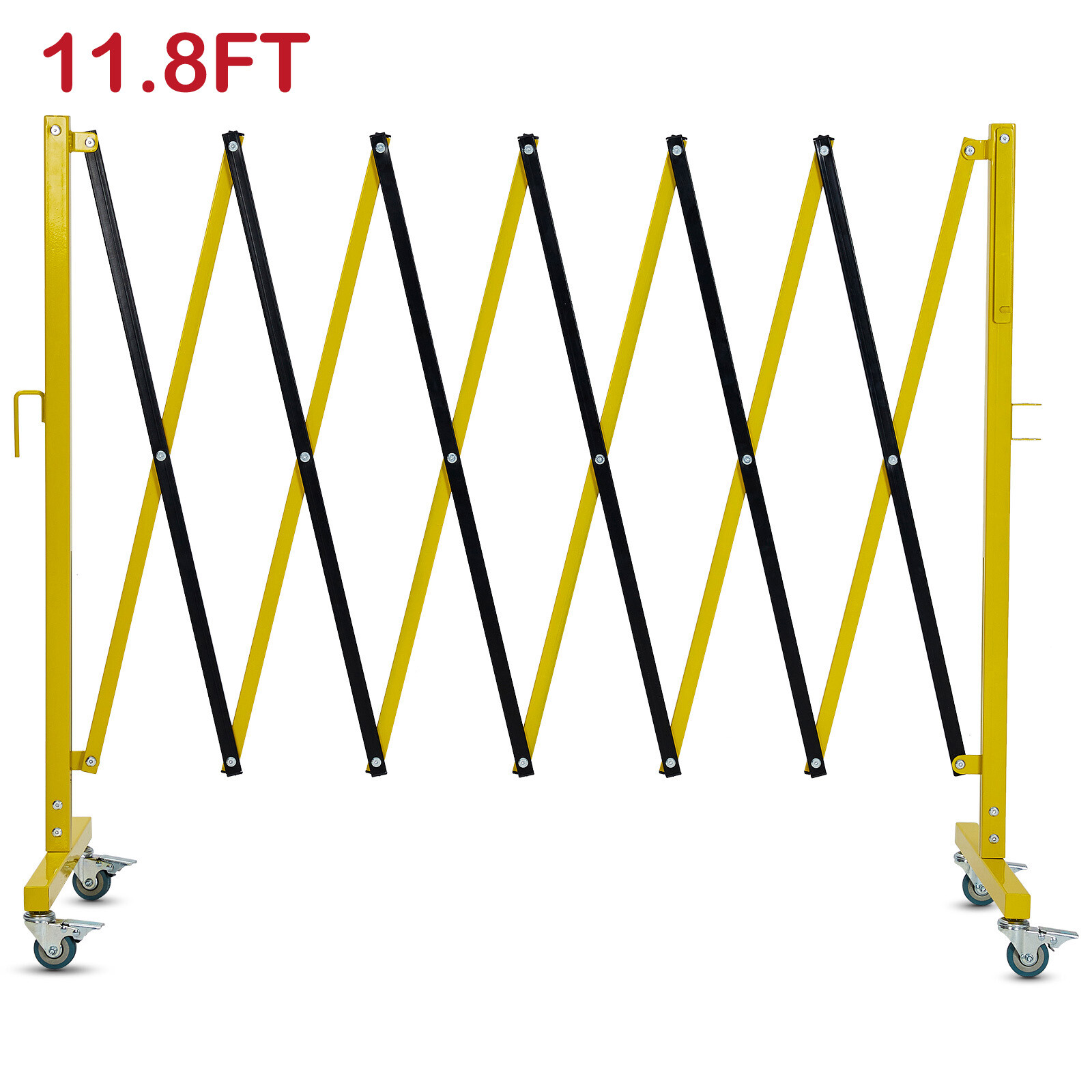 Expandable Metal Barricade 11.8x3.4 FT Portable Safety Barrier Gate with Casters