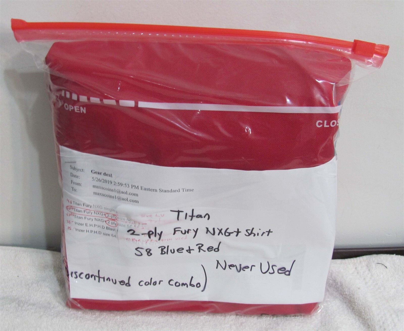 Titan 2-Ply Fury NXG+ Bench Shirt Size 58 Blue & Red (Disc. Color) (Never Used!)