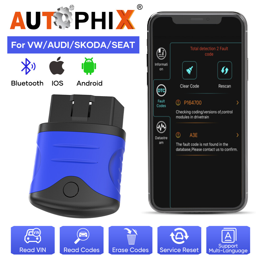 For VW Car Fault OBD2 Scanner ABS SRS Full System Diagnostic Tool Battery Check