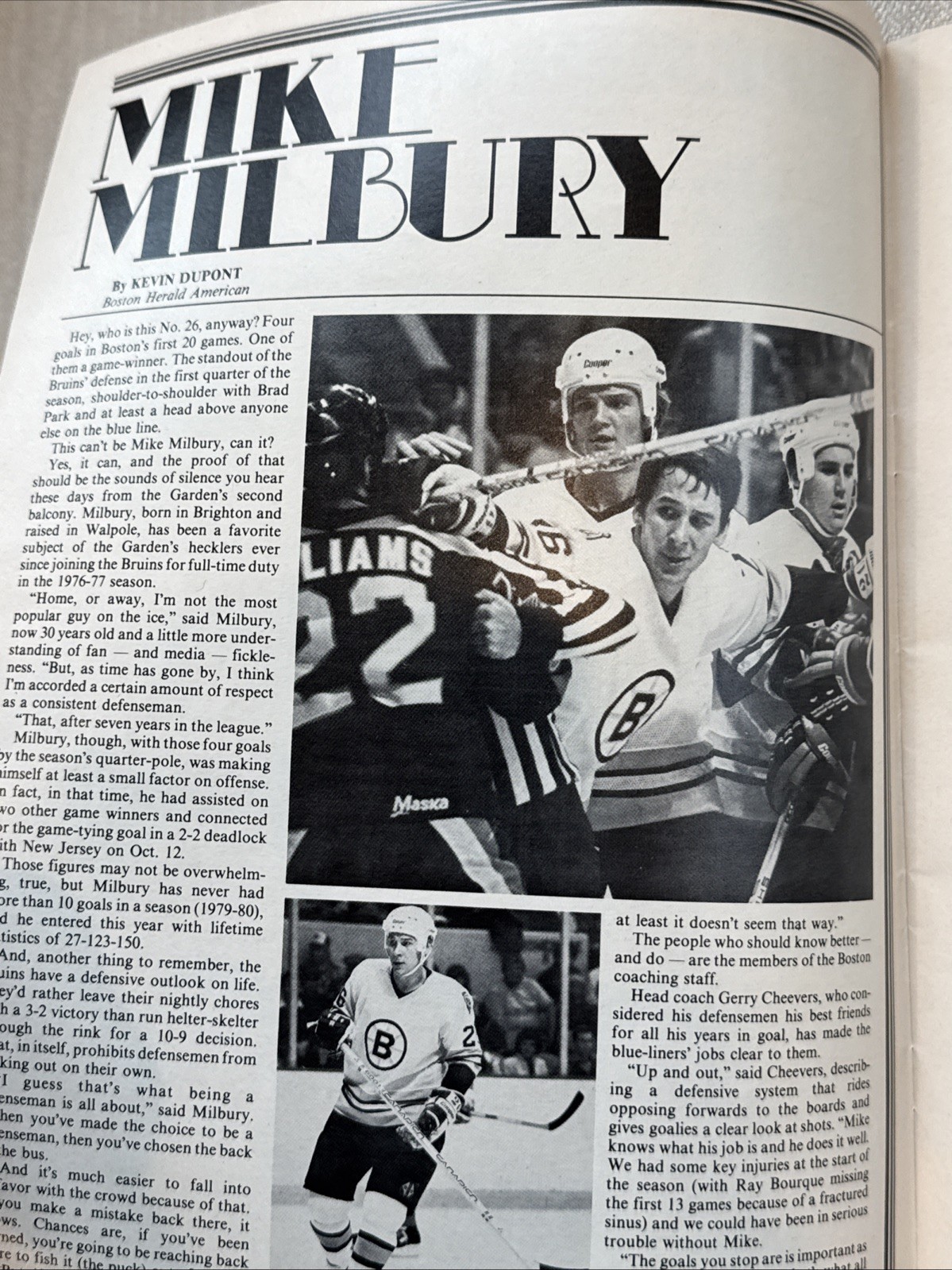 1982-83 Boston Bruins Official Program NHL - Bourque, Park, Milbury