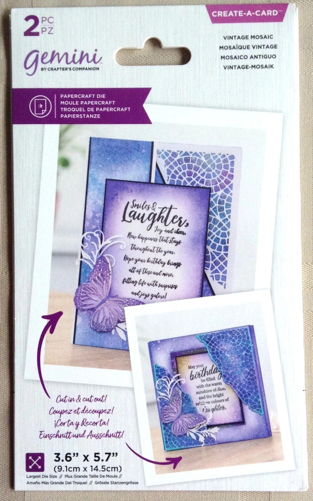 Crafters Companion Vintage Mosiac Create A Card Textured Corner Die 2 PC Gemini