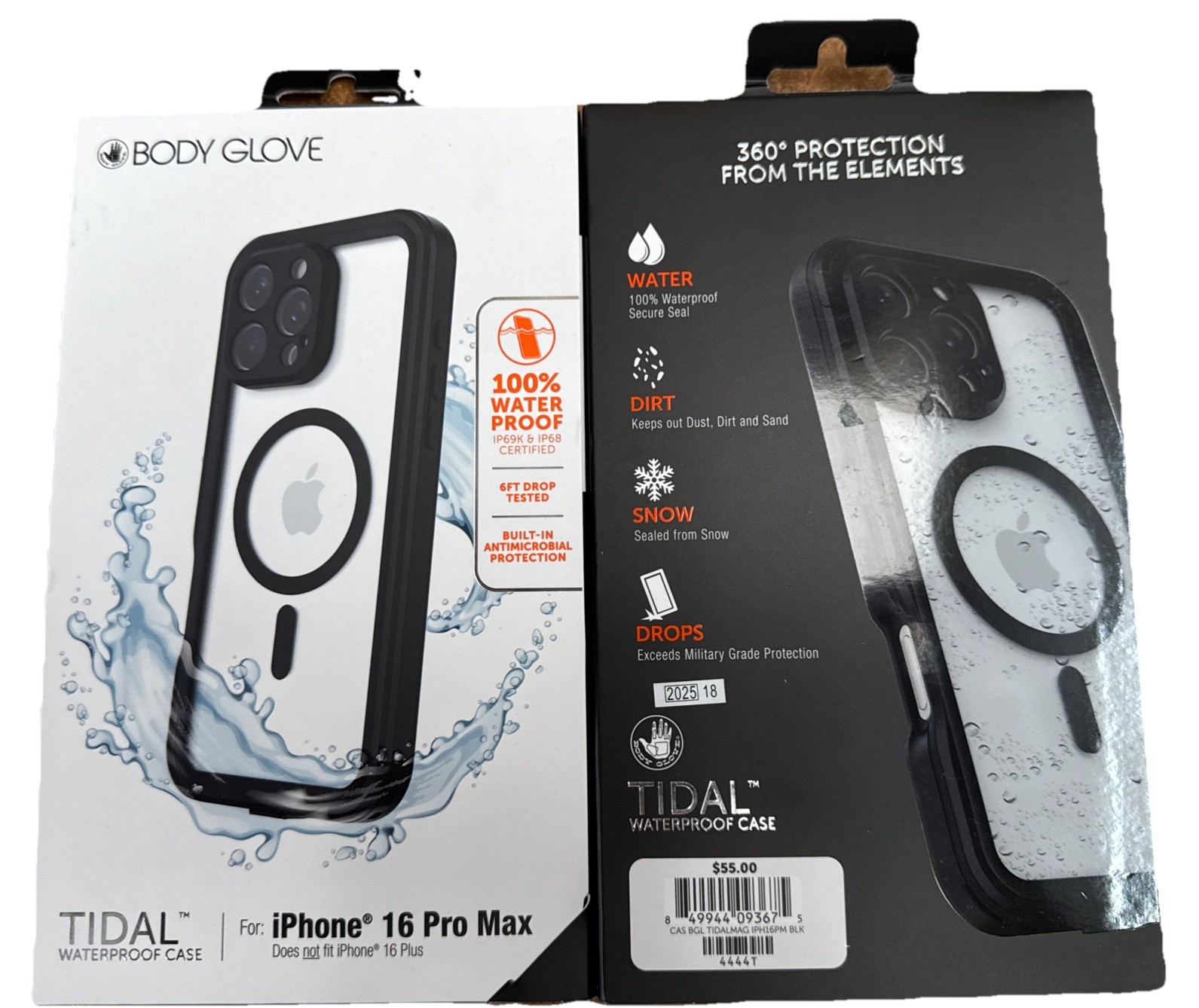 Body Glove Tidal Waterproof with MagSafe Case - iPhone 16 Pro Max- Black/Clear