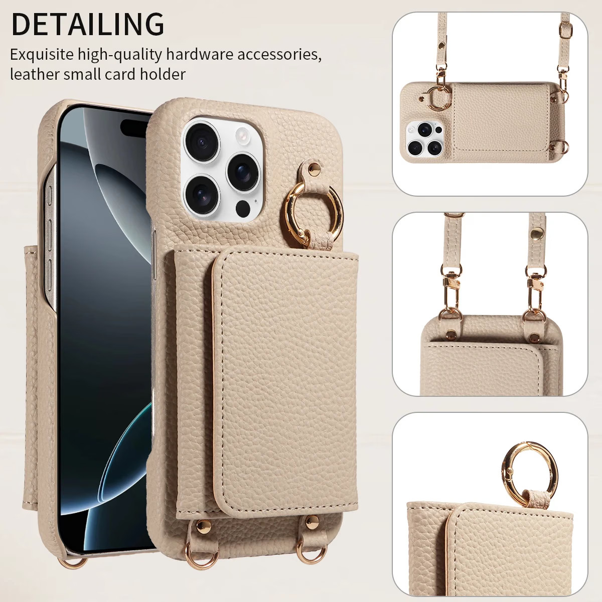 Color: Beige, Bundle: Case & Strap, Material: Artificial Leather, Compatibility