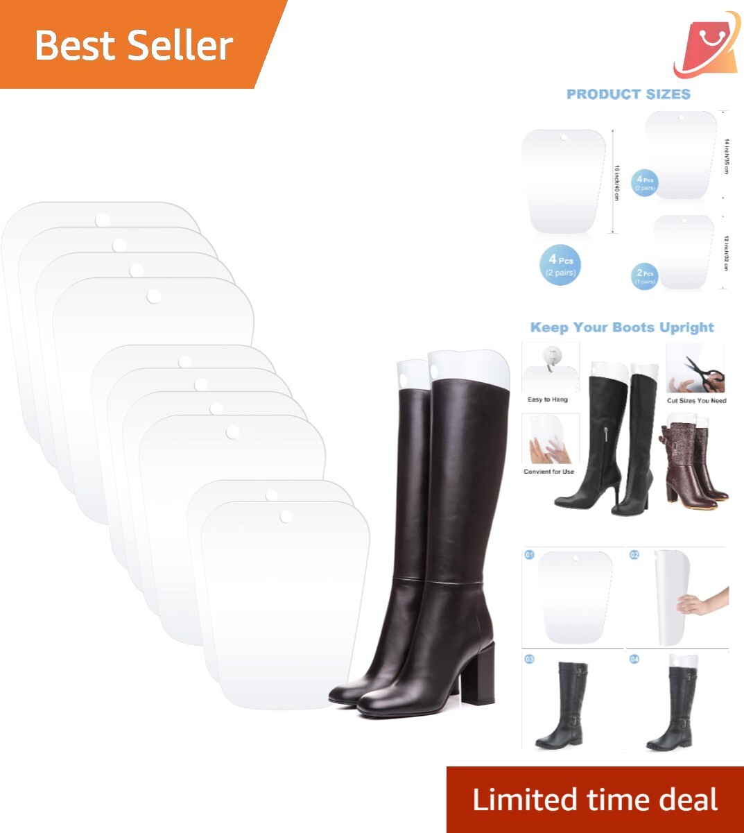 Boot Shaper Inserts PVC 10 Pieces Support Various Sizes Prevents Sagging Boots