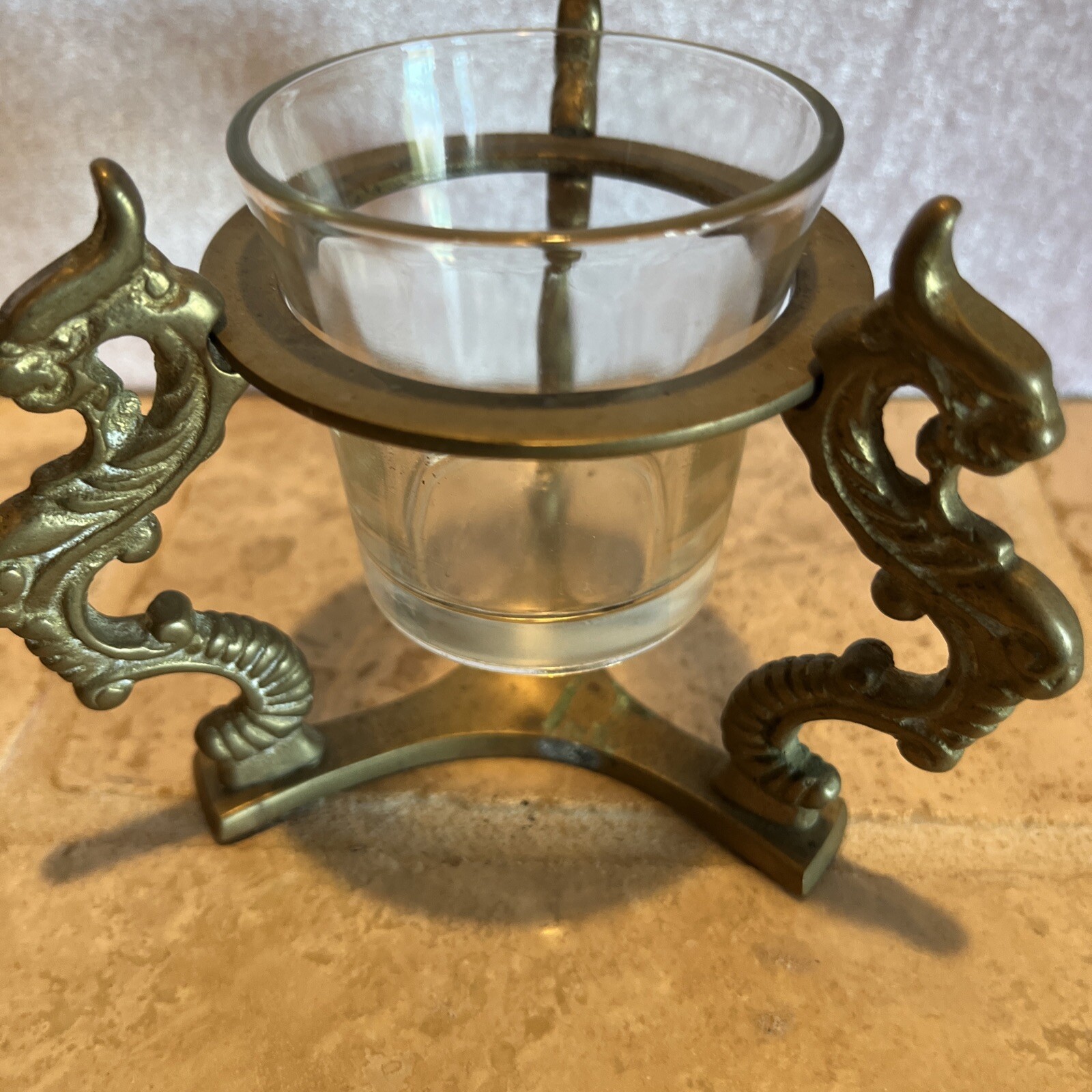 Sphere Brass Dragon Stand Mythical candle or globe