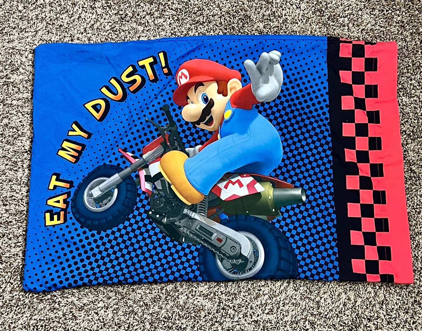Mario Kart Nintendo Eat My Dust Dirt Bike Mario And Luigi Standard Pillow Case