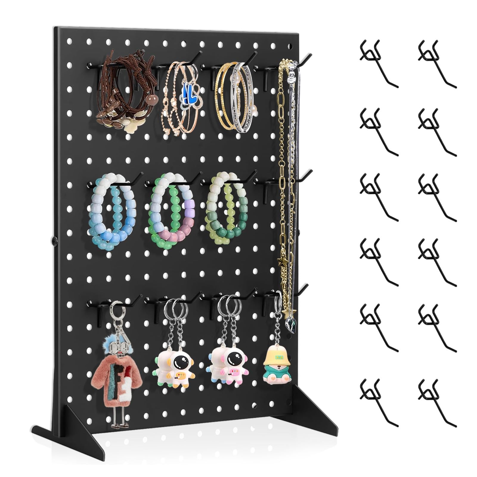 Peg Board Display Stand for Vendors with 12 Hooks Metal Tabletop Pegboard Dis...