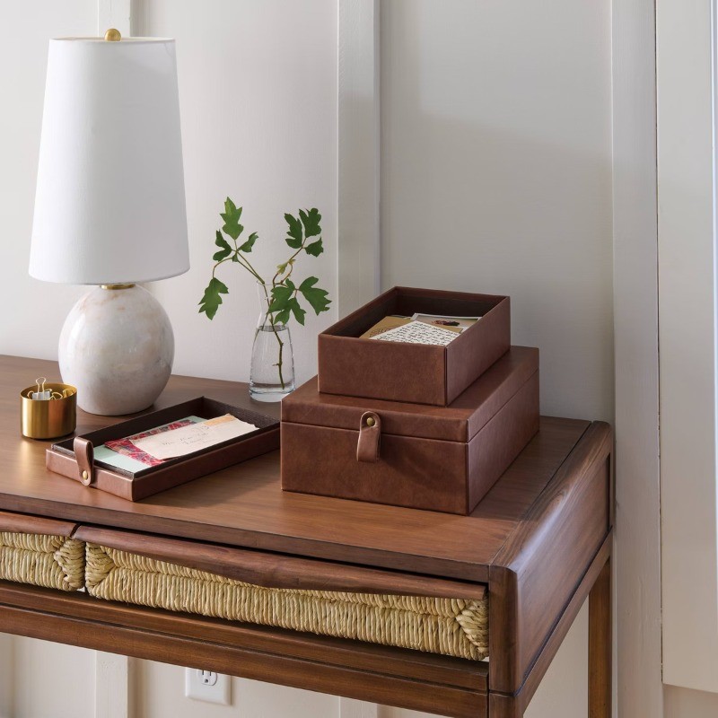 Faux Leather Storage Box Set