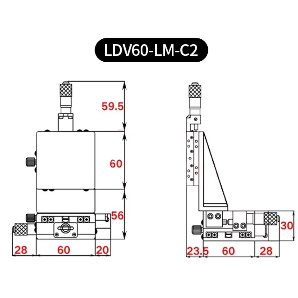 XYZ Three-Axis Vertical Linear Stage Precision Positioning Sliding Table 60x60mm