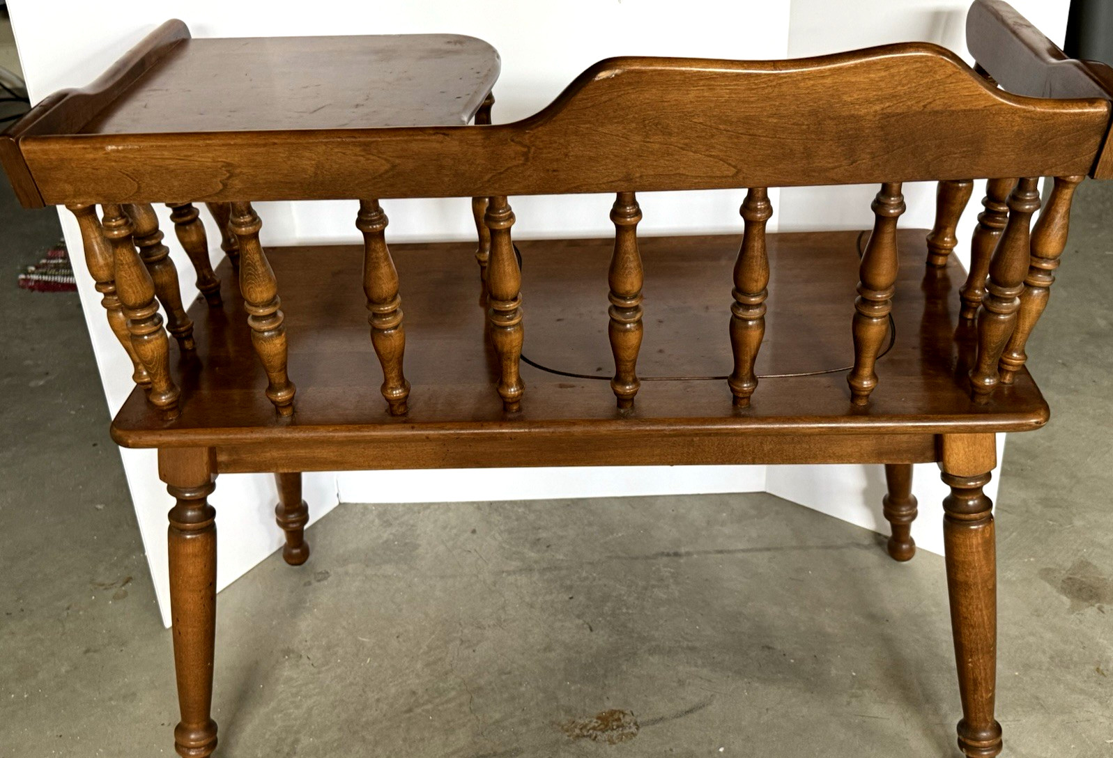 Vintage Nice Ethan Allen Gossip Bench Telephone Table Solid Maple Wood Colonial