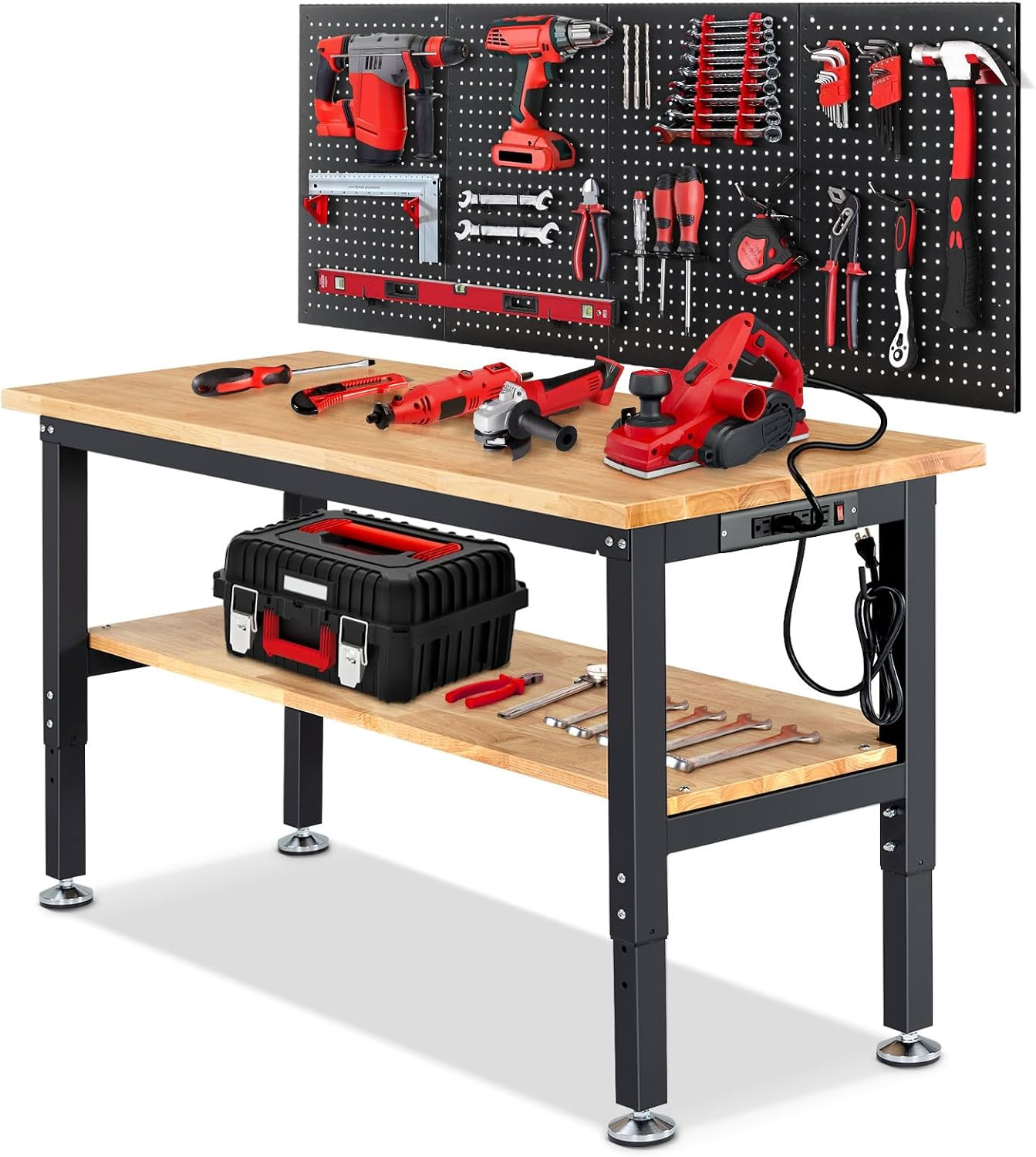 Adjustable Height Work Bench 60X 22 Workbench for Garage Work Table with under T