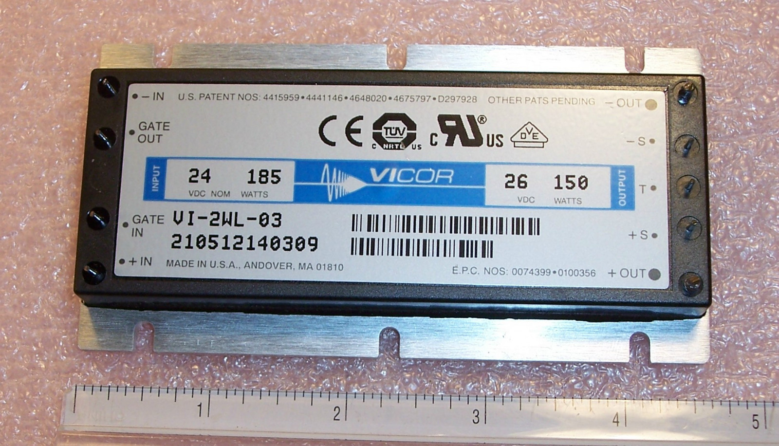 QTY (1) VI-2WL-03 VICOR DC DC CONVERTER IN- 24Vdc @ 185W  OUT- 26VDC @ 150W