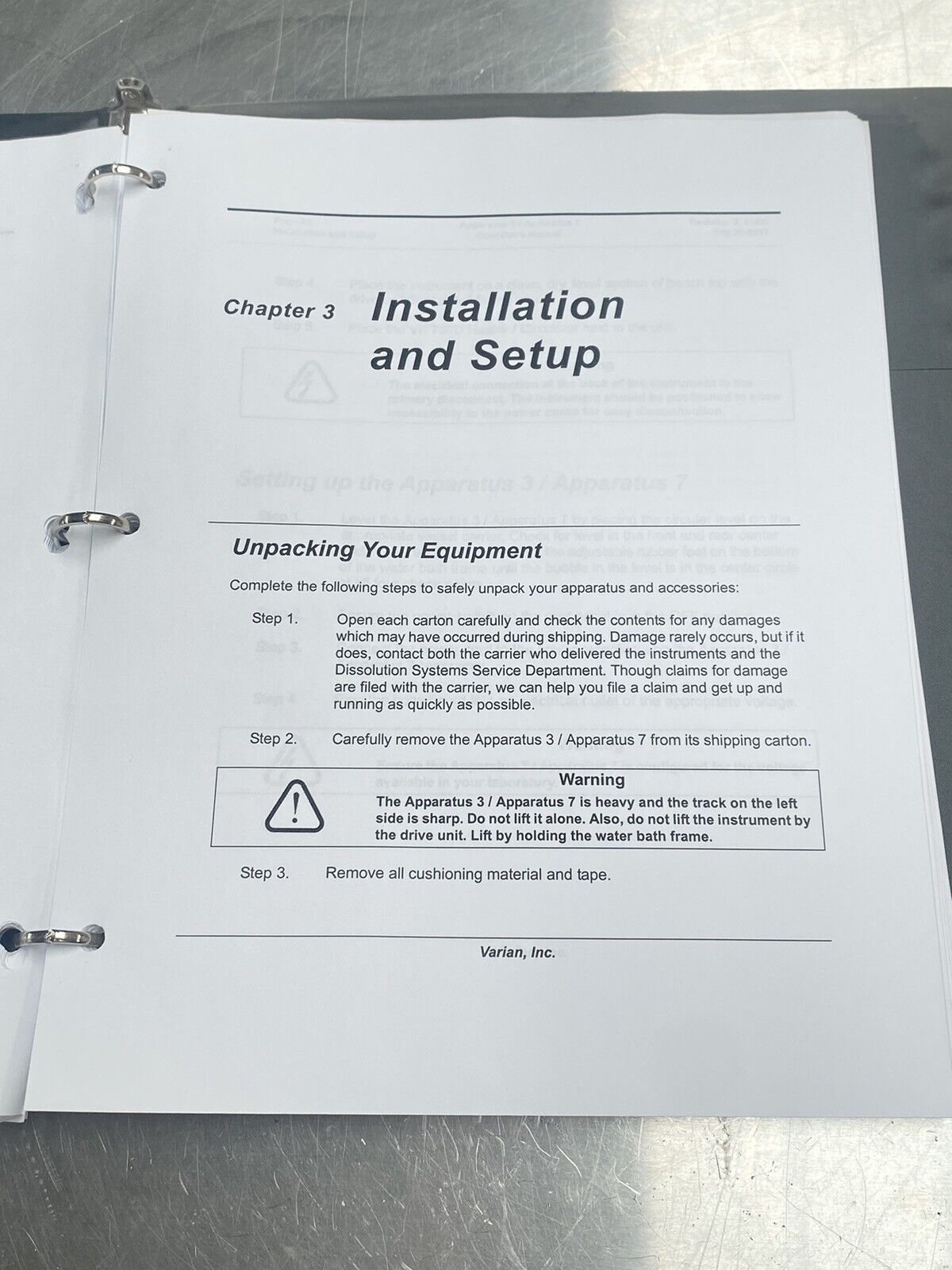 Varian Apparatus 3 / Apparatus 7 - Users Manual / Instructions Book