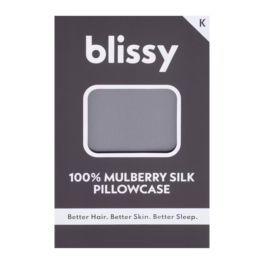 Blissy King 600 Thread Count Silk Pillowcase Dark Gray