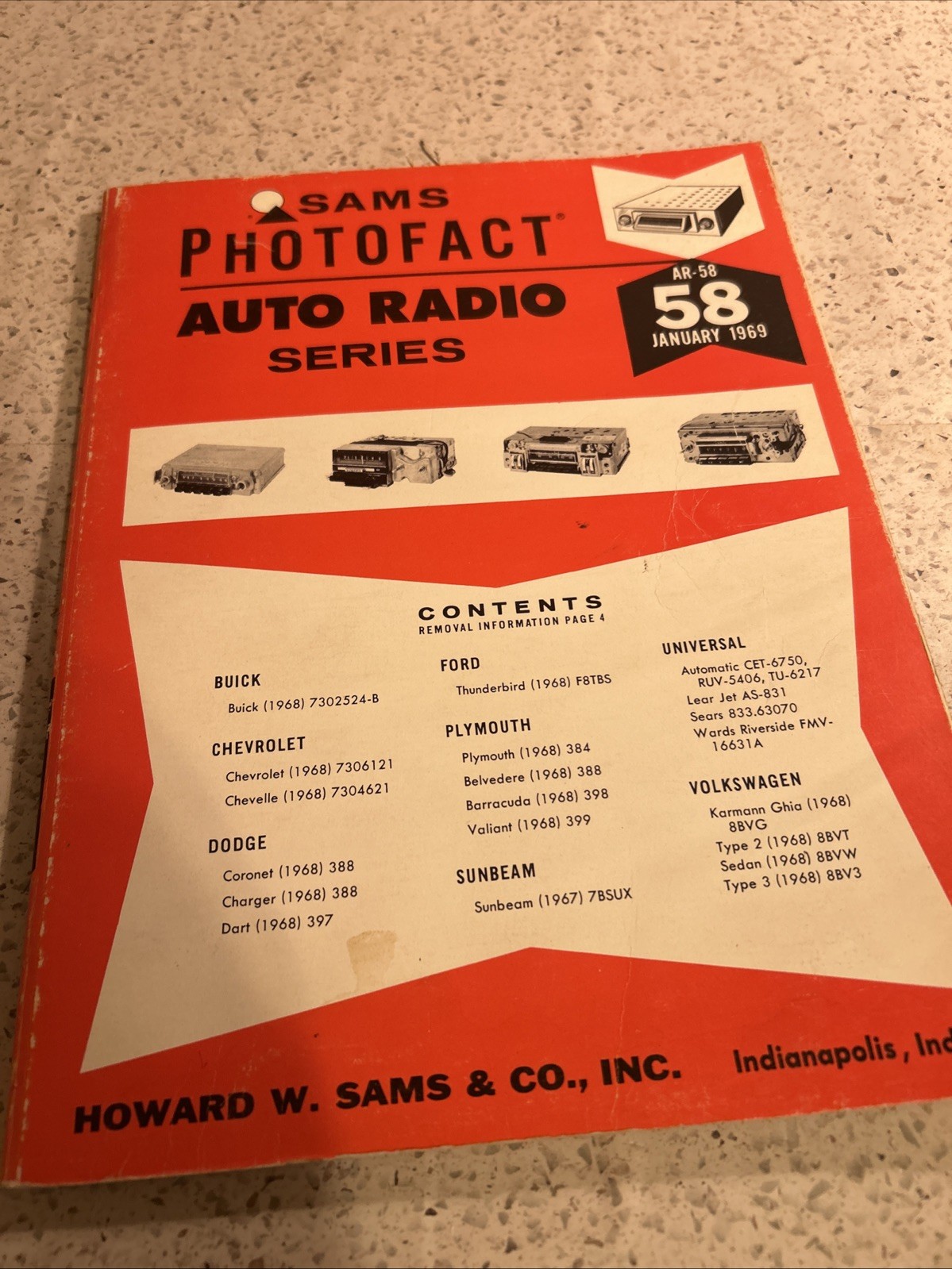 Sams Photofact Auto Radio Series AR-58