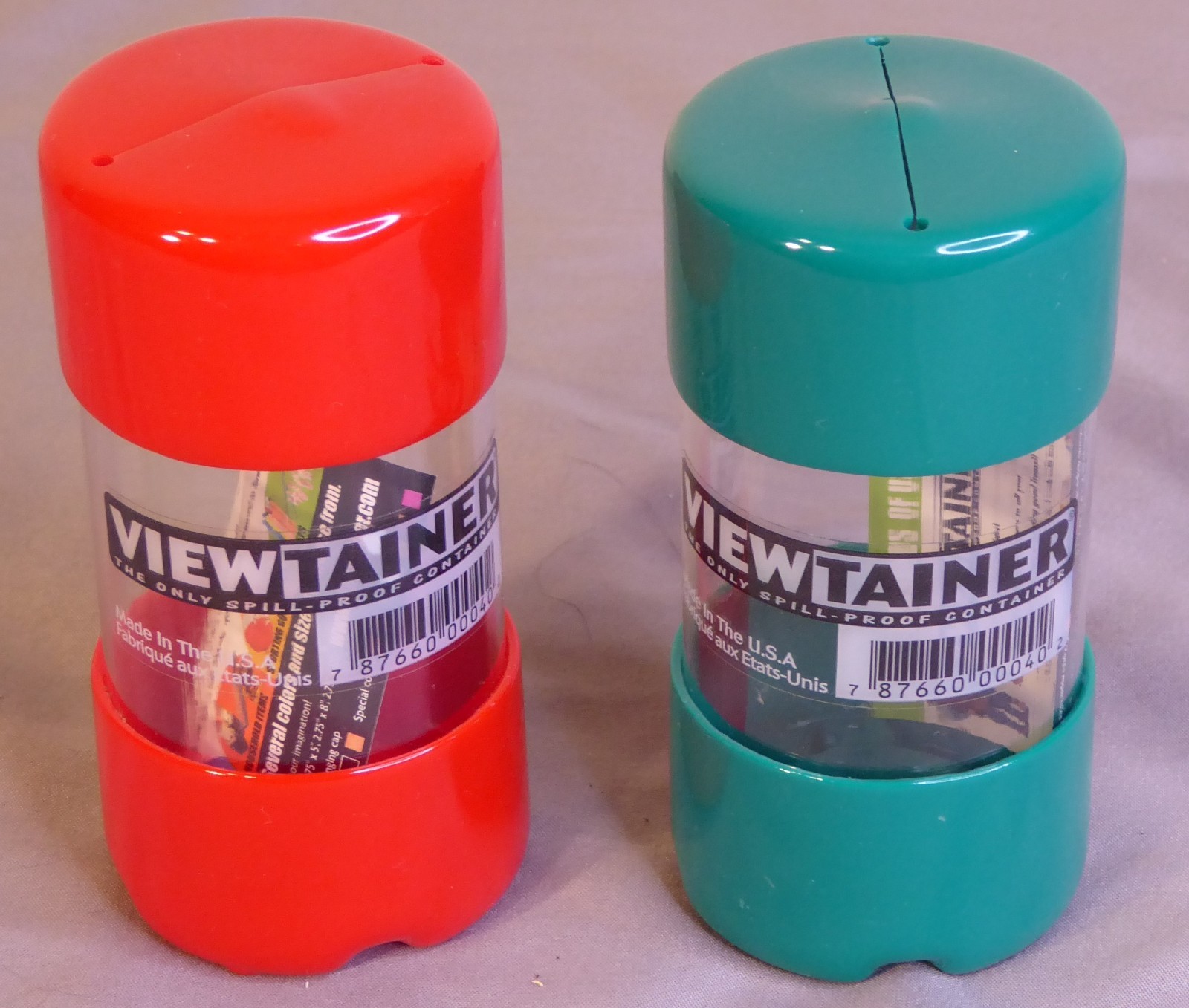 ViewTainer - Spill-Proof Small Parts Storage Jar Split Top – Set of 2 - 2"x4"