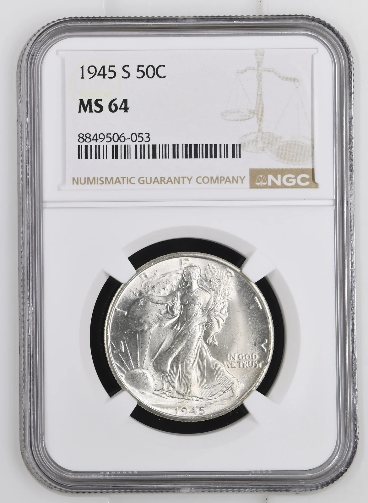 1945 S Walking Liberty Half Dollar NGC MS-64