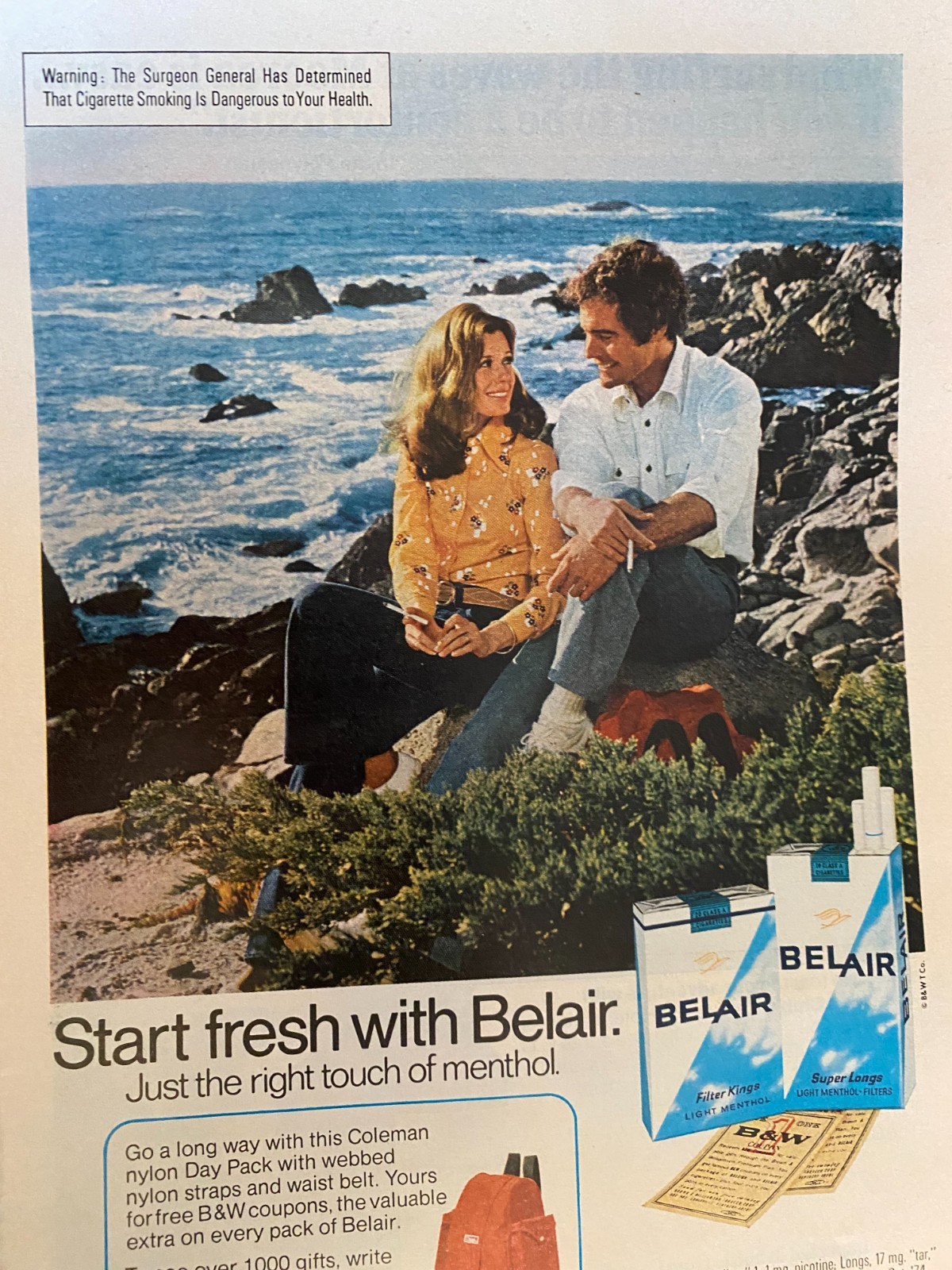 Belair Cigarettes, Bel Air, Full Page Vintage Print Ad