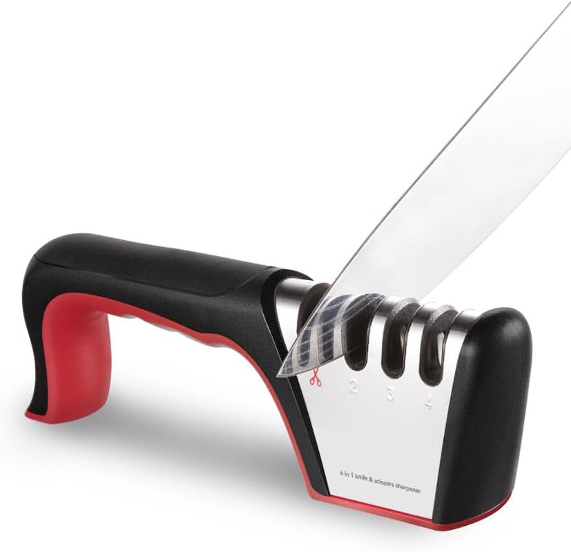4-In-1 Knife Sharpener, Kitchen Knife Accessories for Ceramic Knives, Steel Kniv