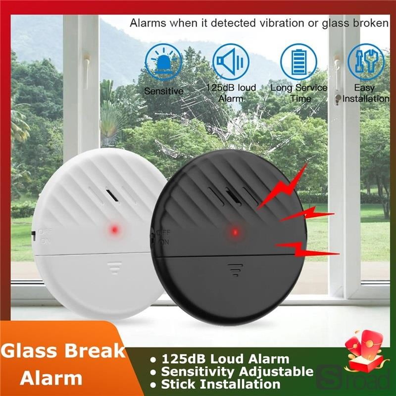 Wireless Vibration Sensor Alarm 125dB, Adjustable Sensitivity For Window Door