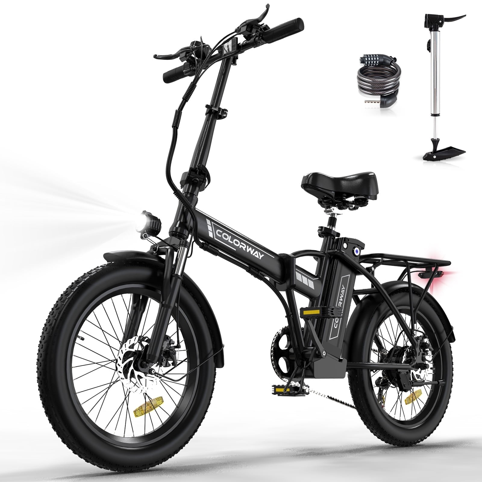 COLORWAY 20X3.0 Fat Tire Electric bicycles, Foldable Mountain Snow Beach