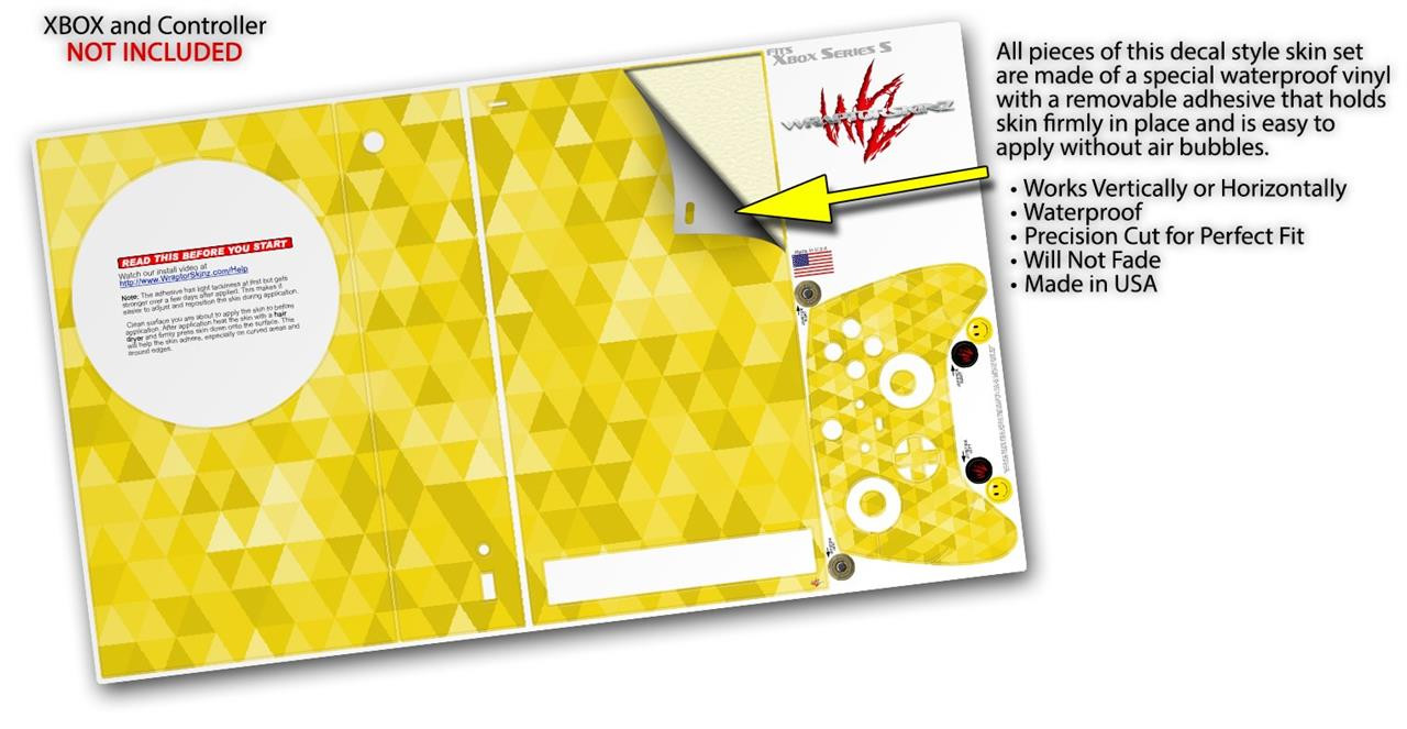 Skin Wrap for XBOX Series S Console Controller Triangle Mosaic Yellow