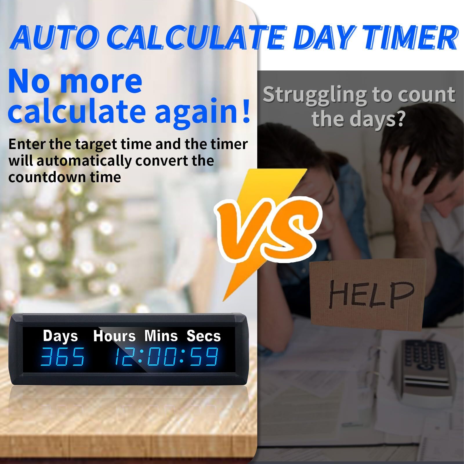 YZ Digital 999 Days Countdown Timer, Up/Count Clock with Remote, 12/24 Hour Real