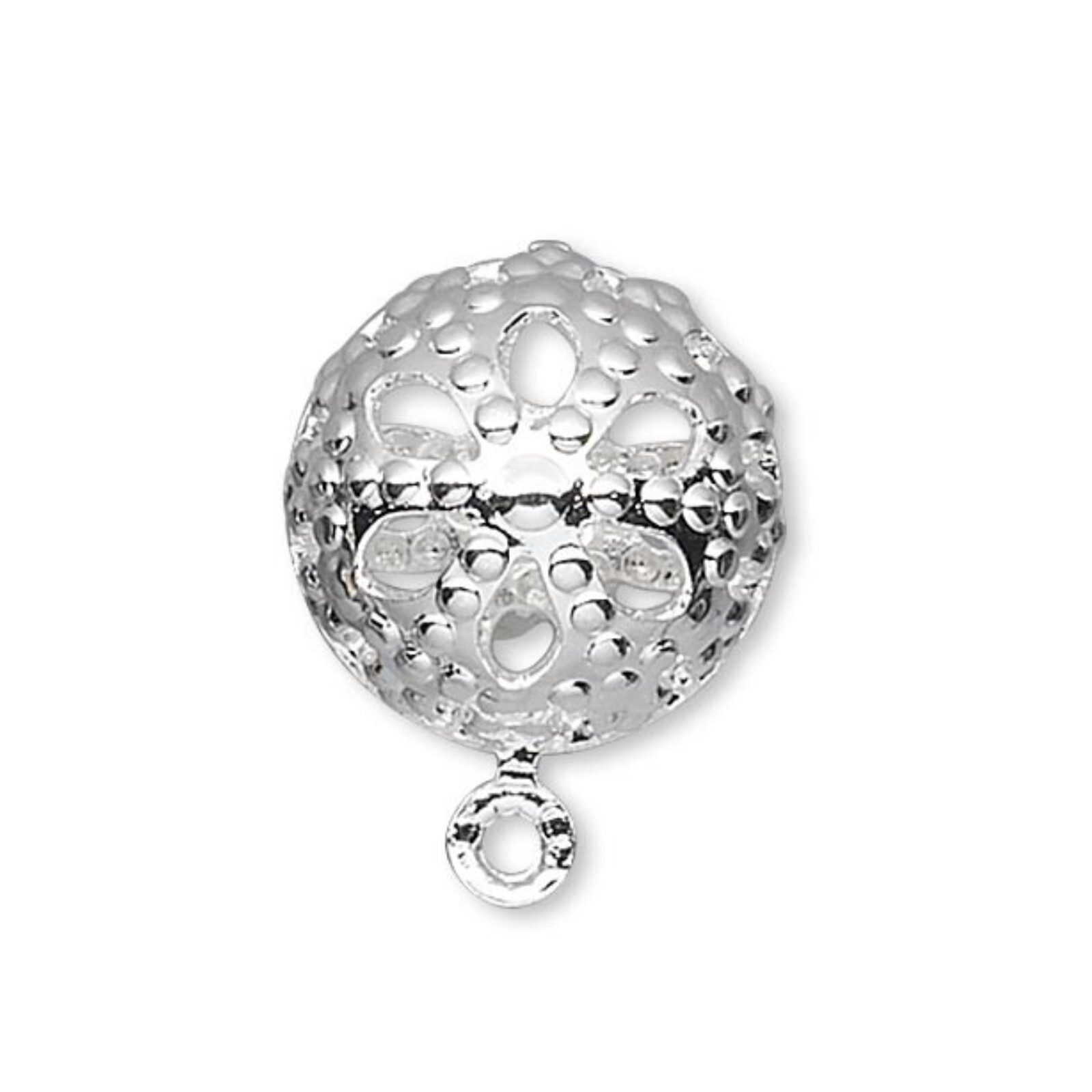 Lacy Sterling Silver Plated Domed 10mm Filigree Stud Earring Findings 10 pcs