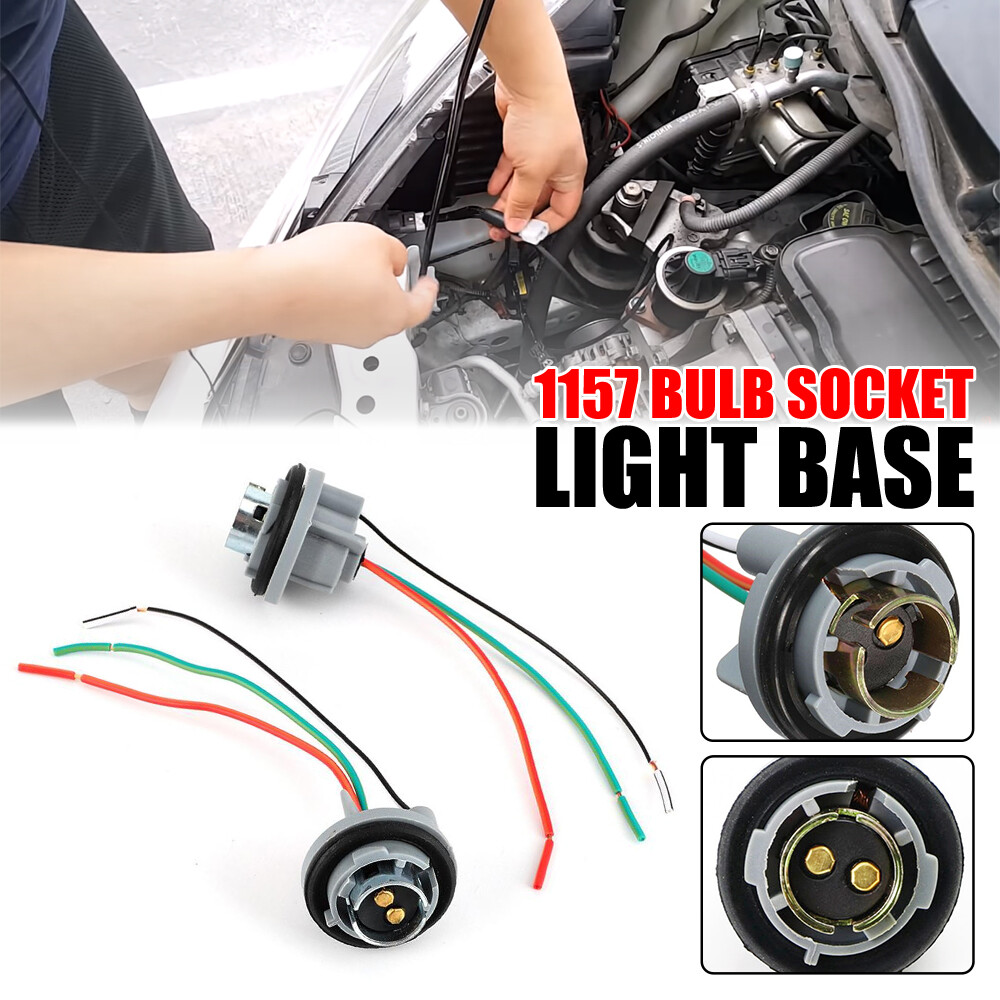 2pcs 1157 2357 LED Stop Brake Turn Light Bulb Socket Harness Wire Pig Tail Plug