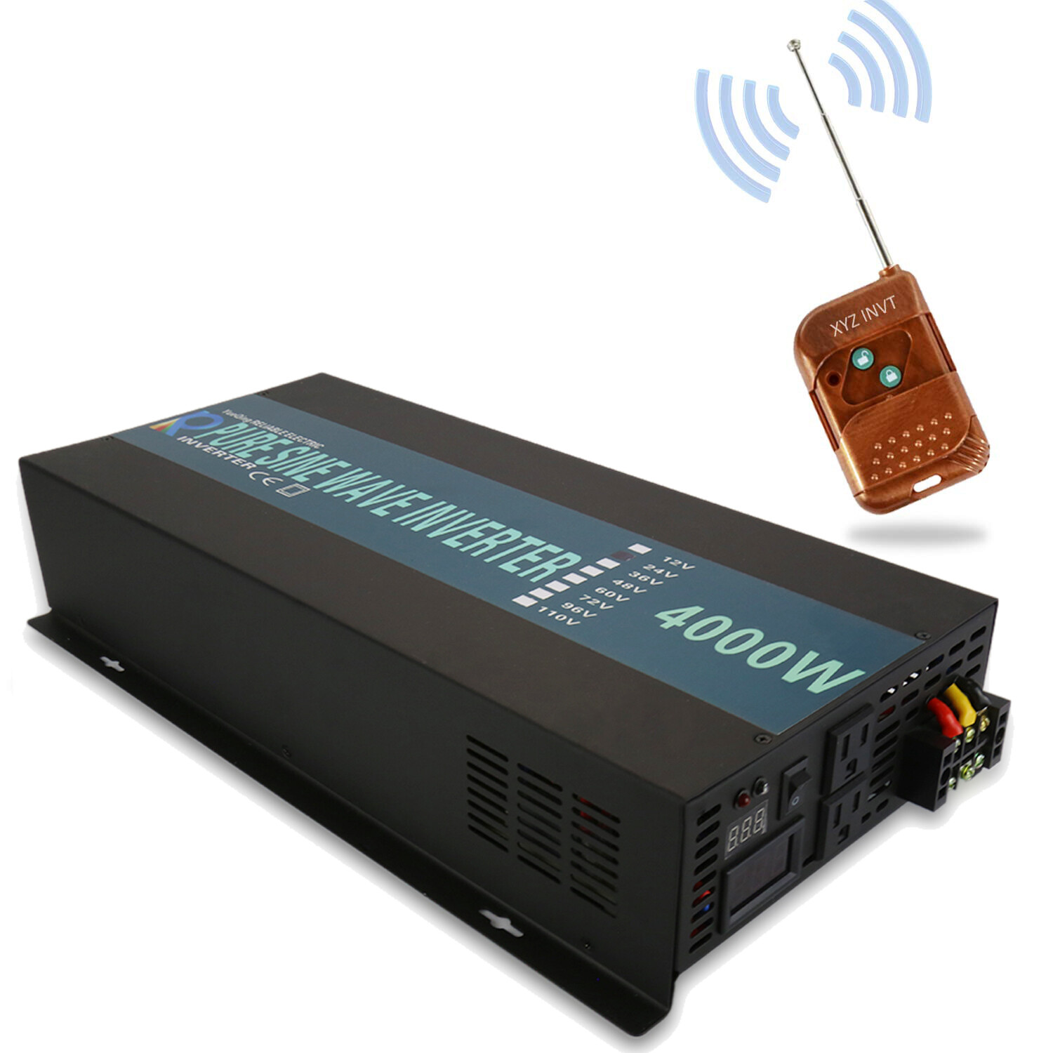 24V Pure Sine Wave Inverter 4000W Power Motor home Car Solar Home Remote Switch