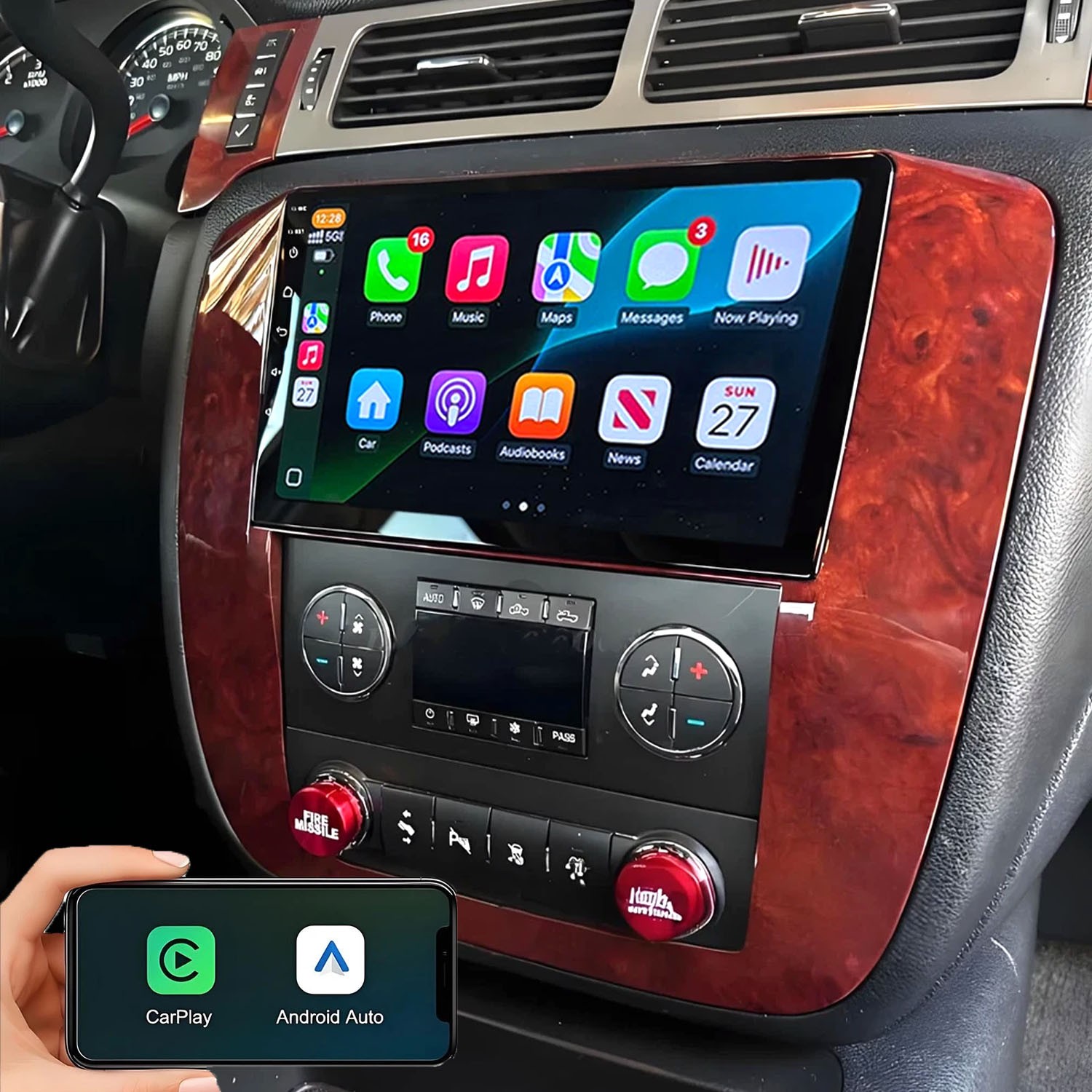 Radio Stereo HeadUnit CarPlay GPS For 2007-2013 GMC Yukon Chevy Tahoe Suburban