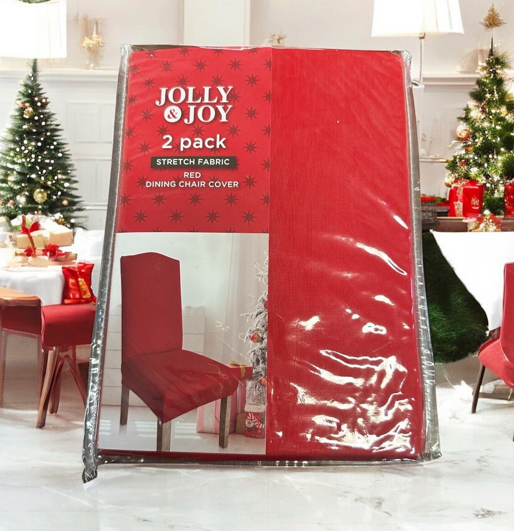 Jolly & Joy Stretch Chair Covers Red New 2 Pack Christmas Festive