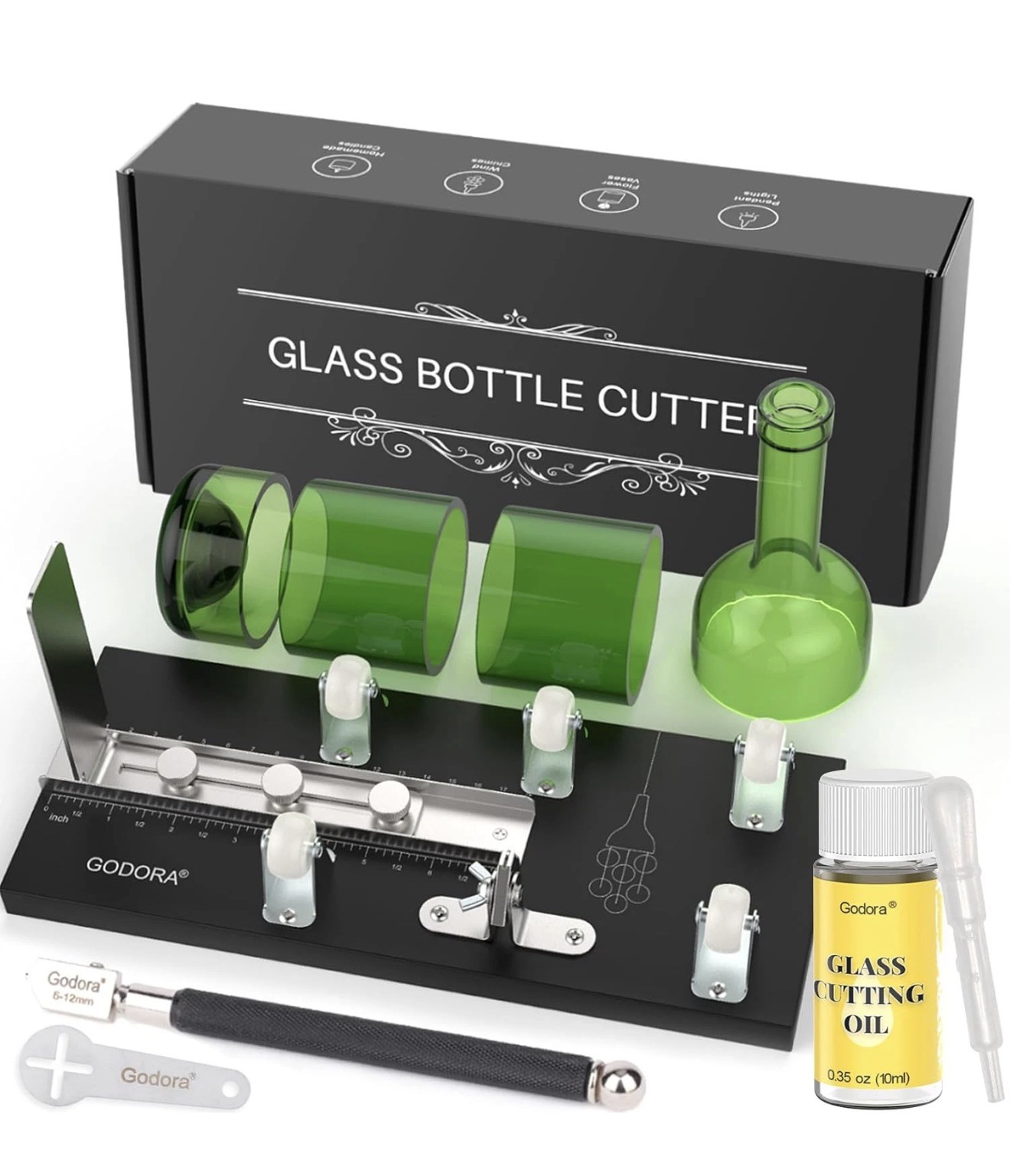 Glass Bottle Cutter Bundle missing Cutting Oil for round Bottles & Mason Jars
